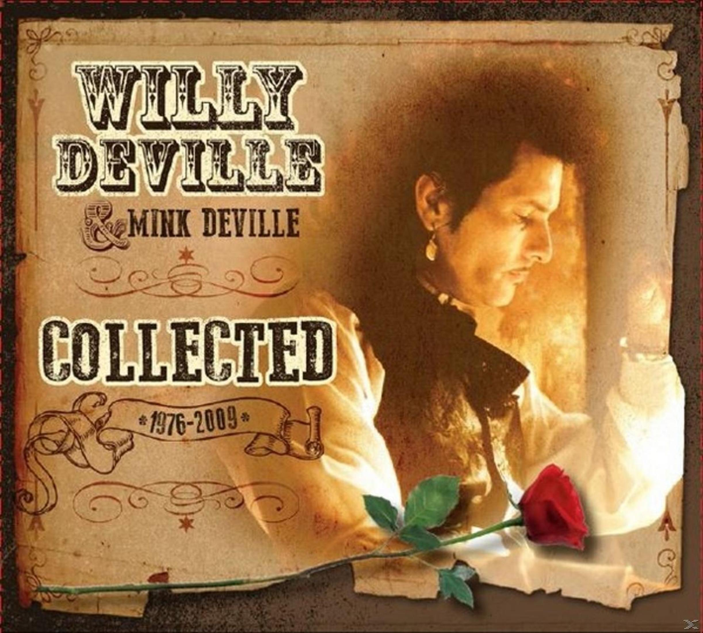 Albumhoes: Willy DeVille & Mink DeVille Collected. Man in profiel, rode roos.