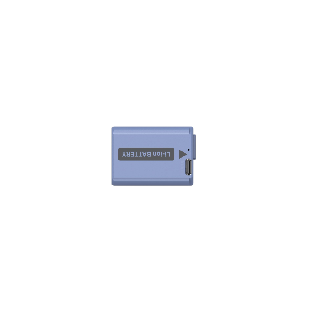 Ein hellblaues Akku mit der Aufschrift „LI-ION BATTERY“ und einem USB-C-Anschluss.