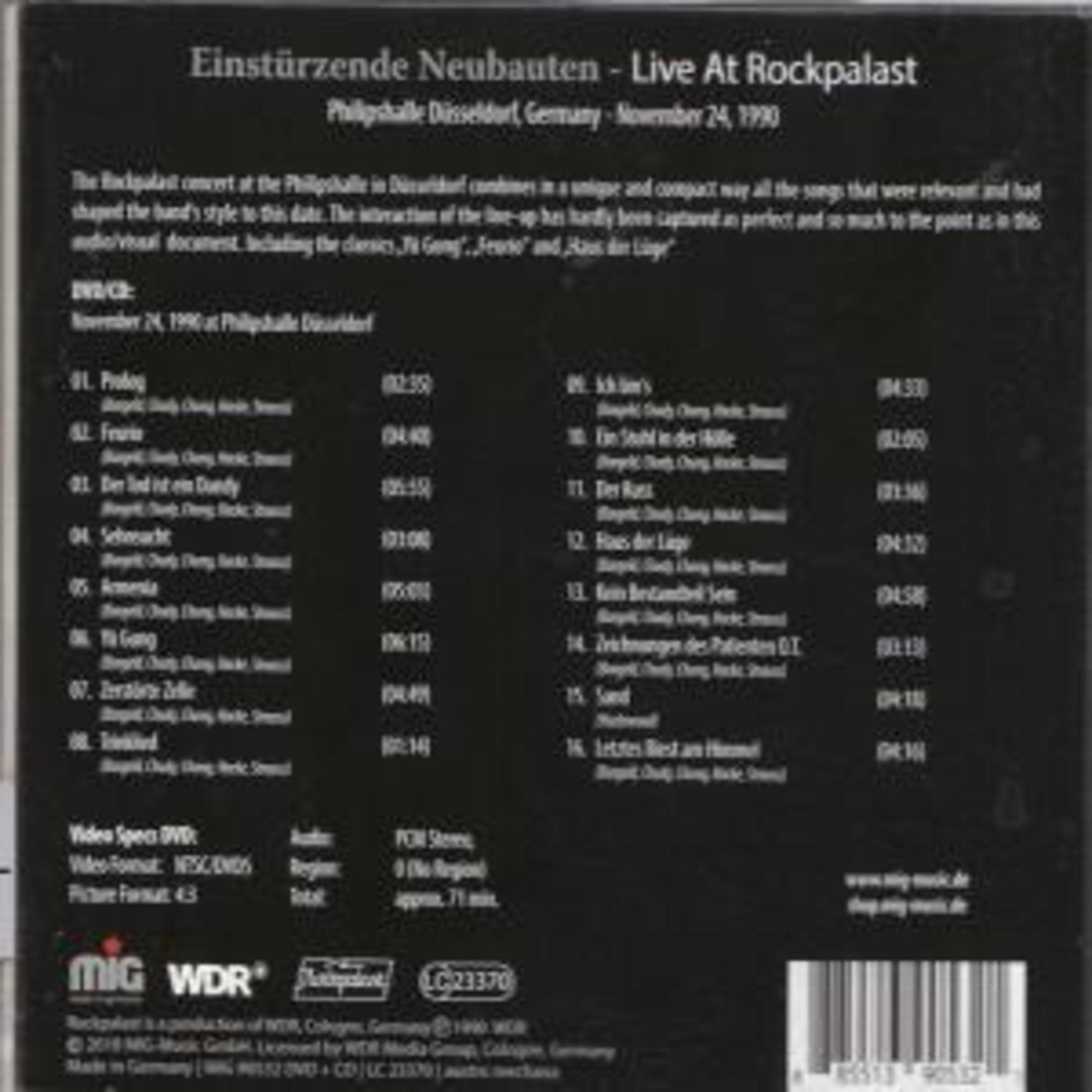 Achterkant van een dvd-hoes voor 'Einstürzende Neubauten - Live At Rockpalast'.