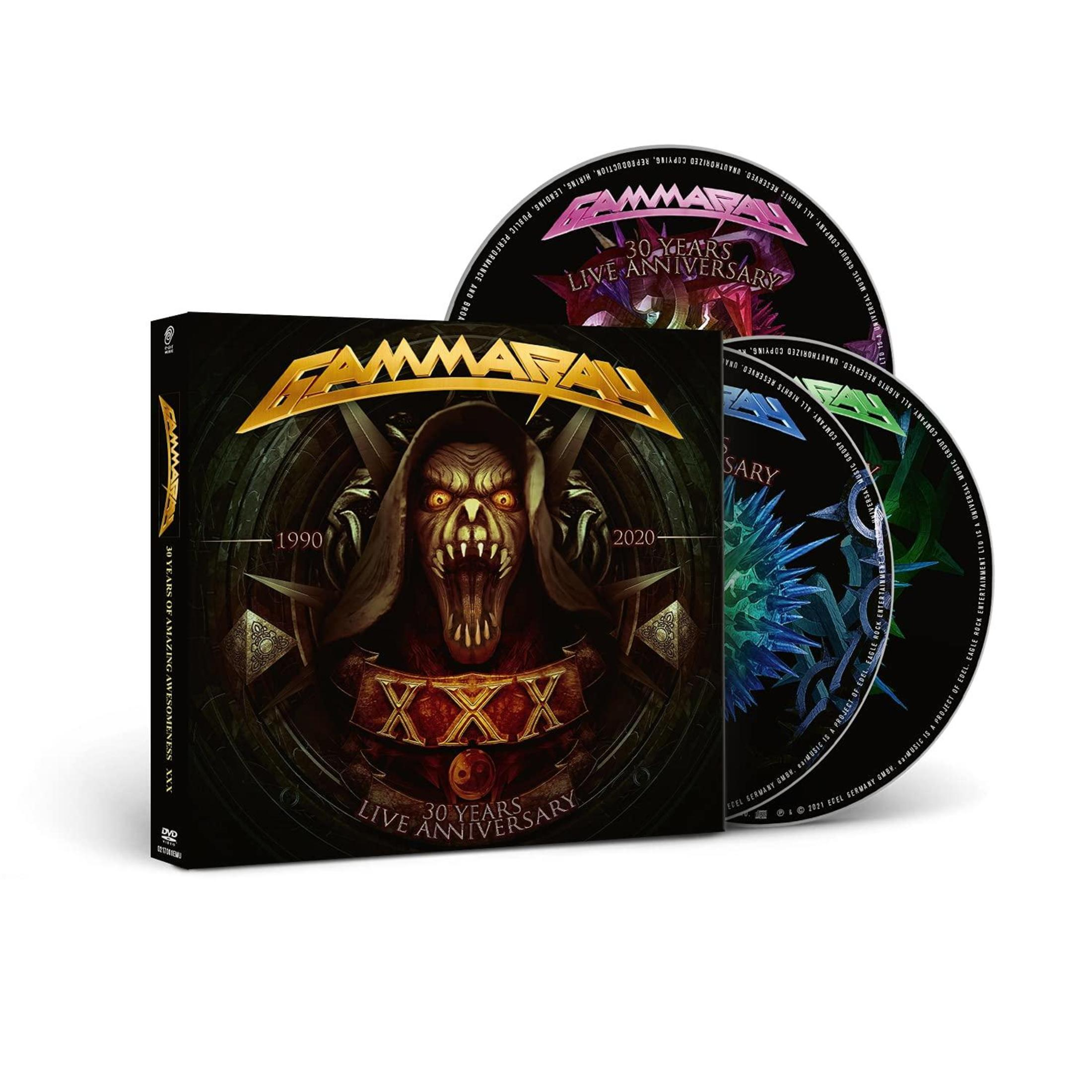 Gamma Ray 30 Years Live Anniversary box set with DVD and CDs.