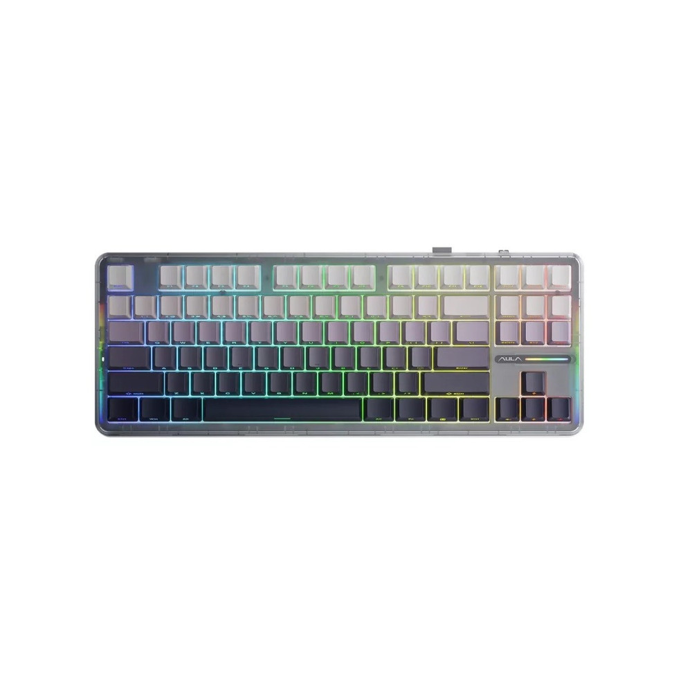 Klawiatura z przezroczystą obudową i podświetleniem RGB.