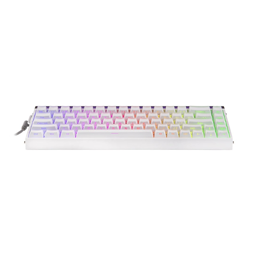 Biała klawiatura mechaniczna z podświetleniem RGB.