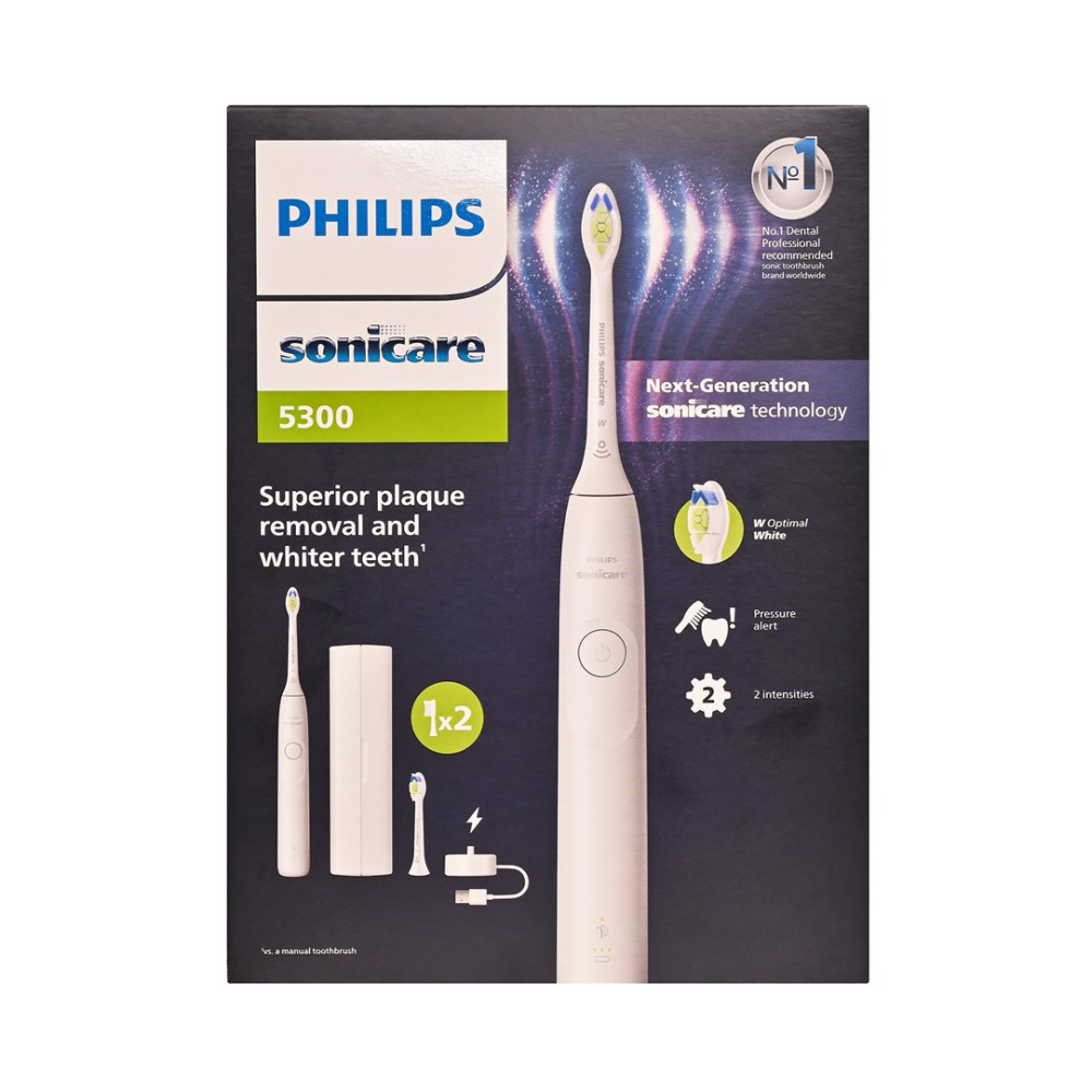 Opakowanie szczoteczki sonicznej Philips Sonicare 5300 z akcesoriami.