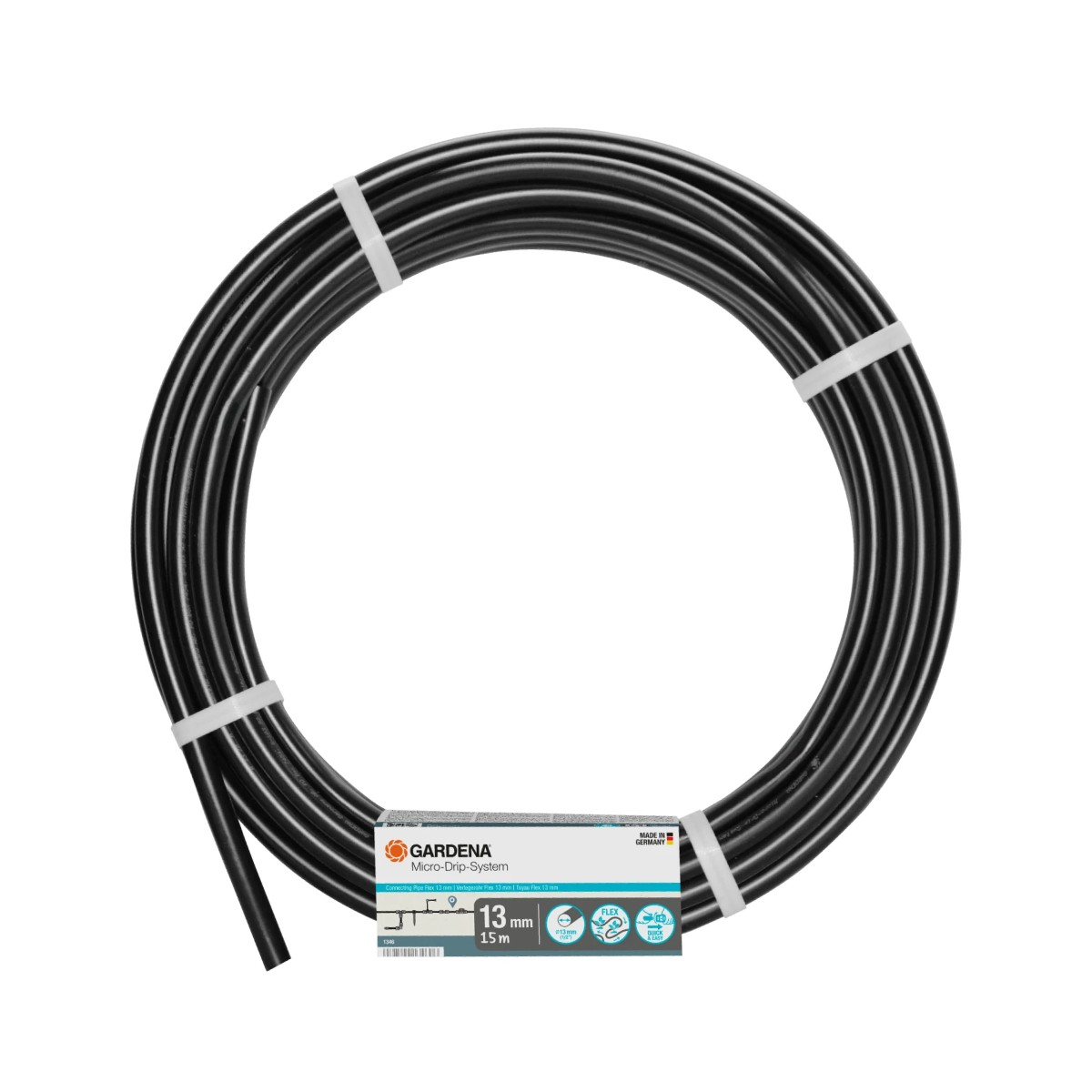 Tubo nero per Gardena Micro-Drip-System, diametro 13mm, lunghezza 15m.