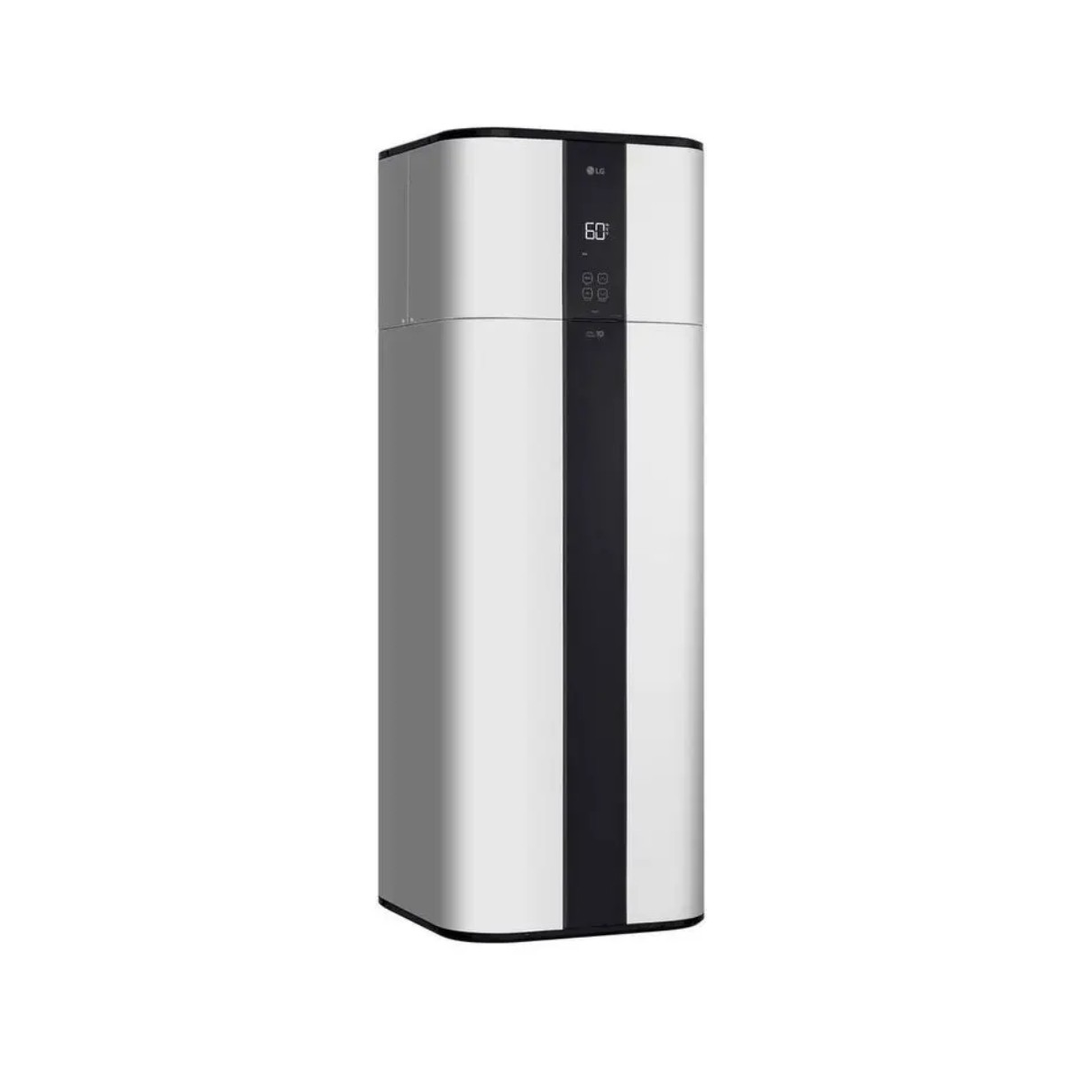 Un deumidificatore LG argentato ed elegante con pannello frontale nero e display digitale.