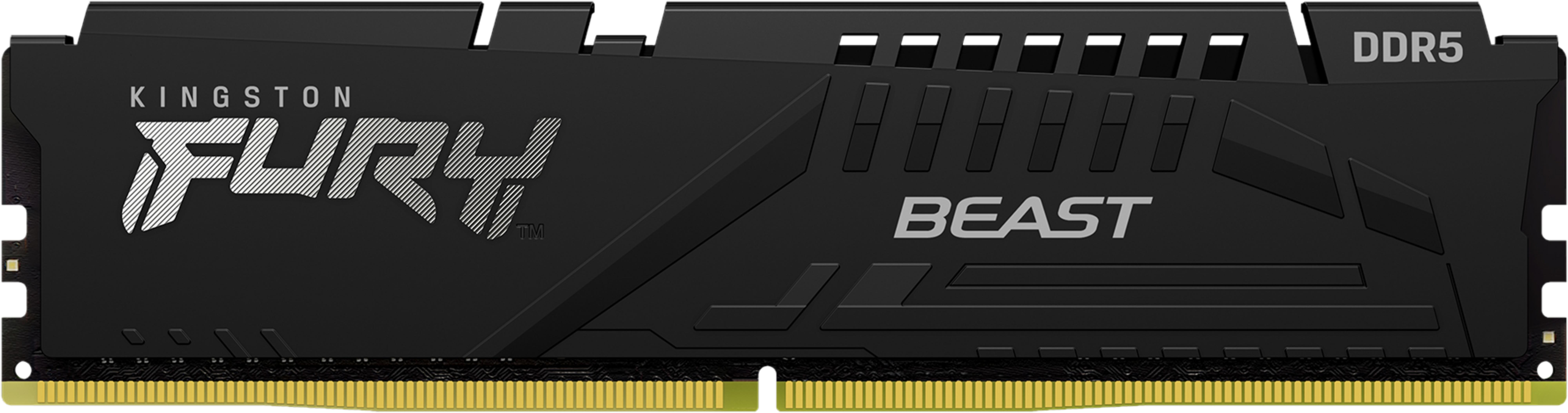 Black DDR5 RAM module with silver 'Kingston FURY Beast' logo.