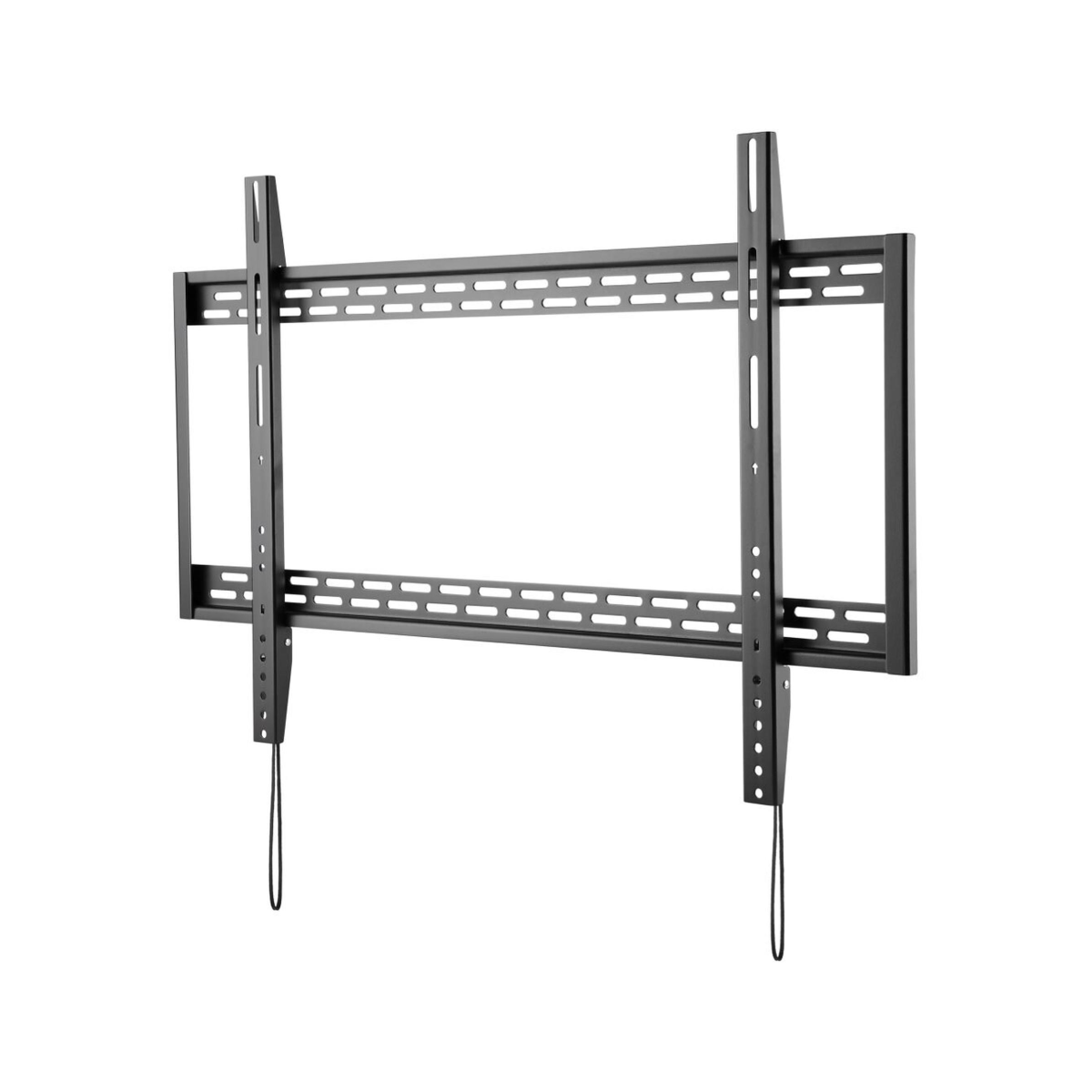 Supporto da parete nero regolabile per TV a schermo piatto, design forato.