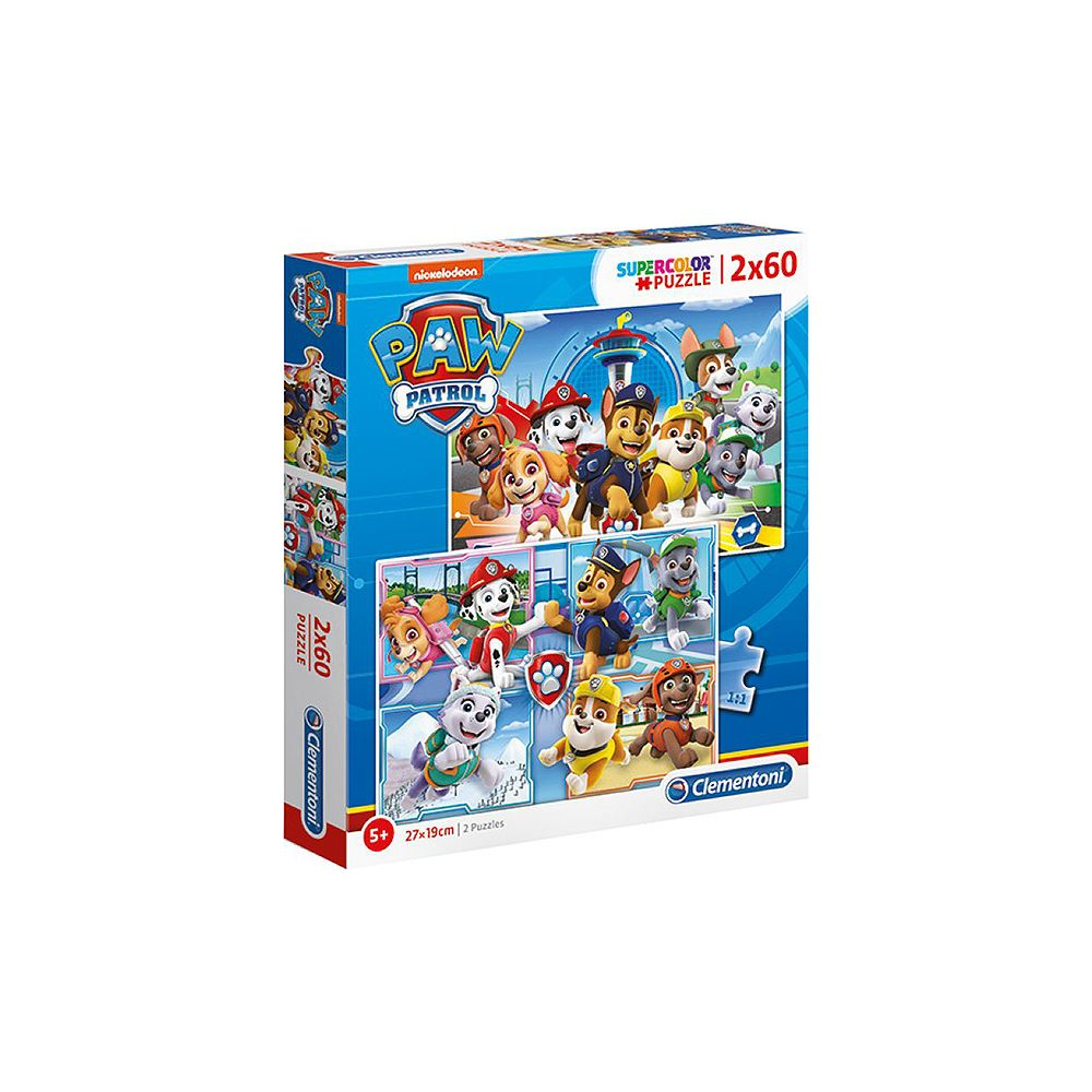Boîte de puzzle Paw Patrol avec 12 personnages, dont Ryder, Chase, Marshall et Skye.