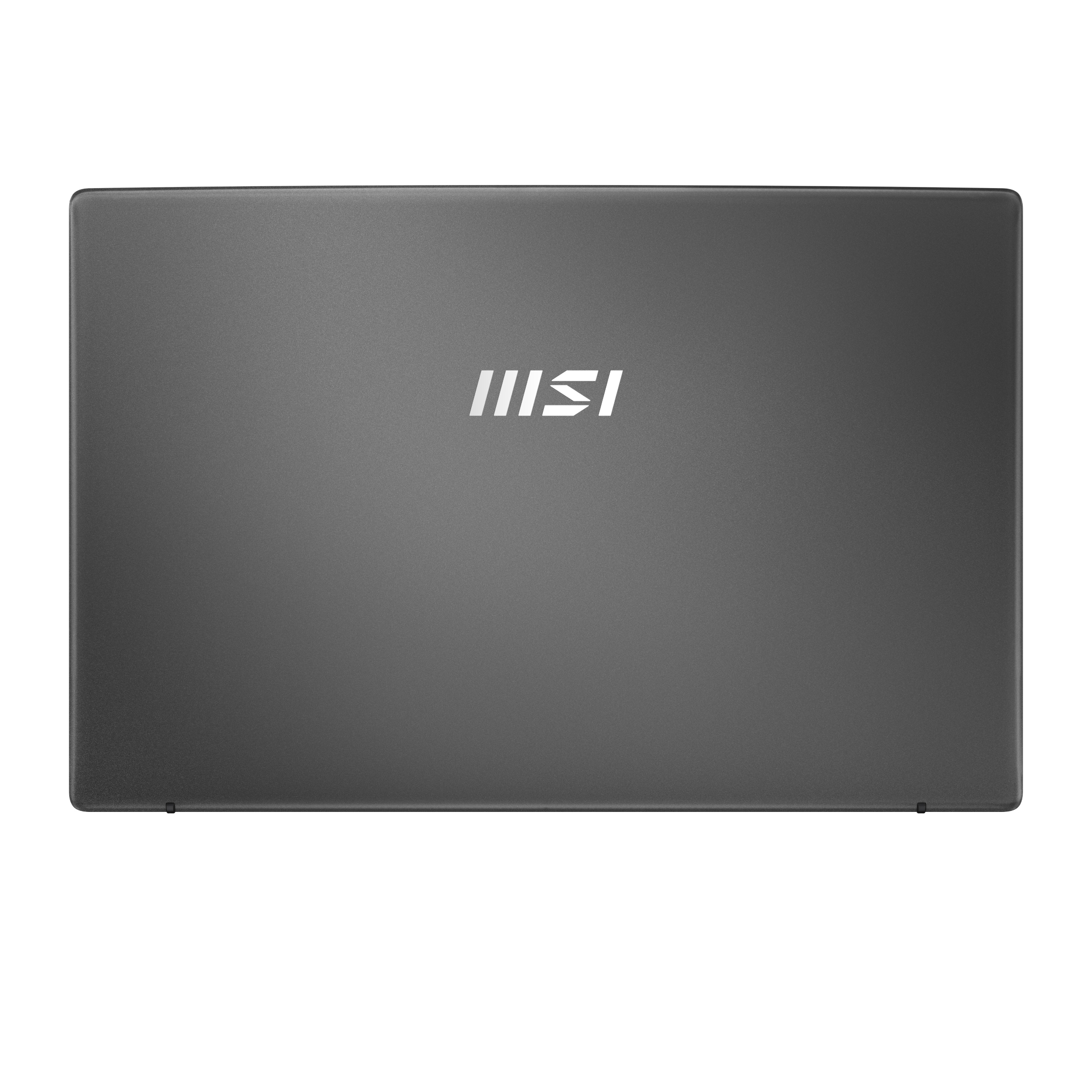 Laptop grigio con logo MSI sul coperchio chiuso.