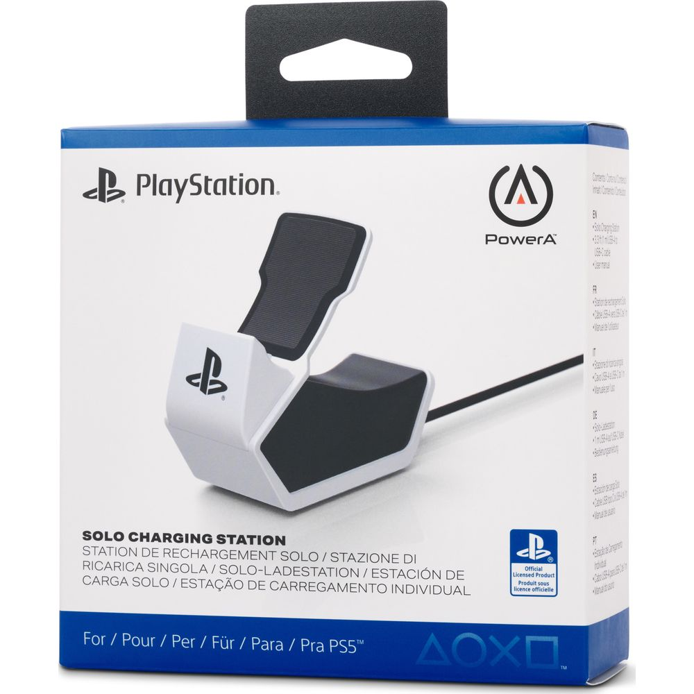 Stacja ładująca PlayStation Solo firmy PowerA z kablem USB.
