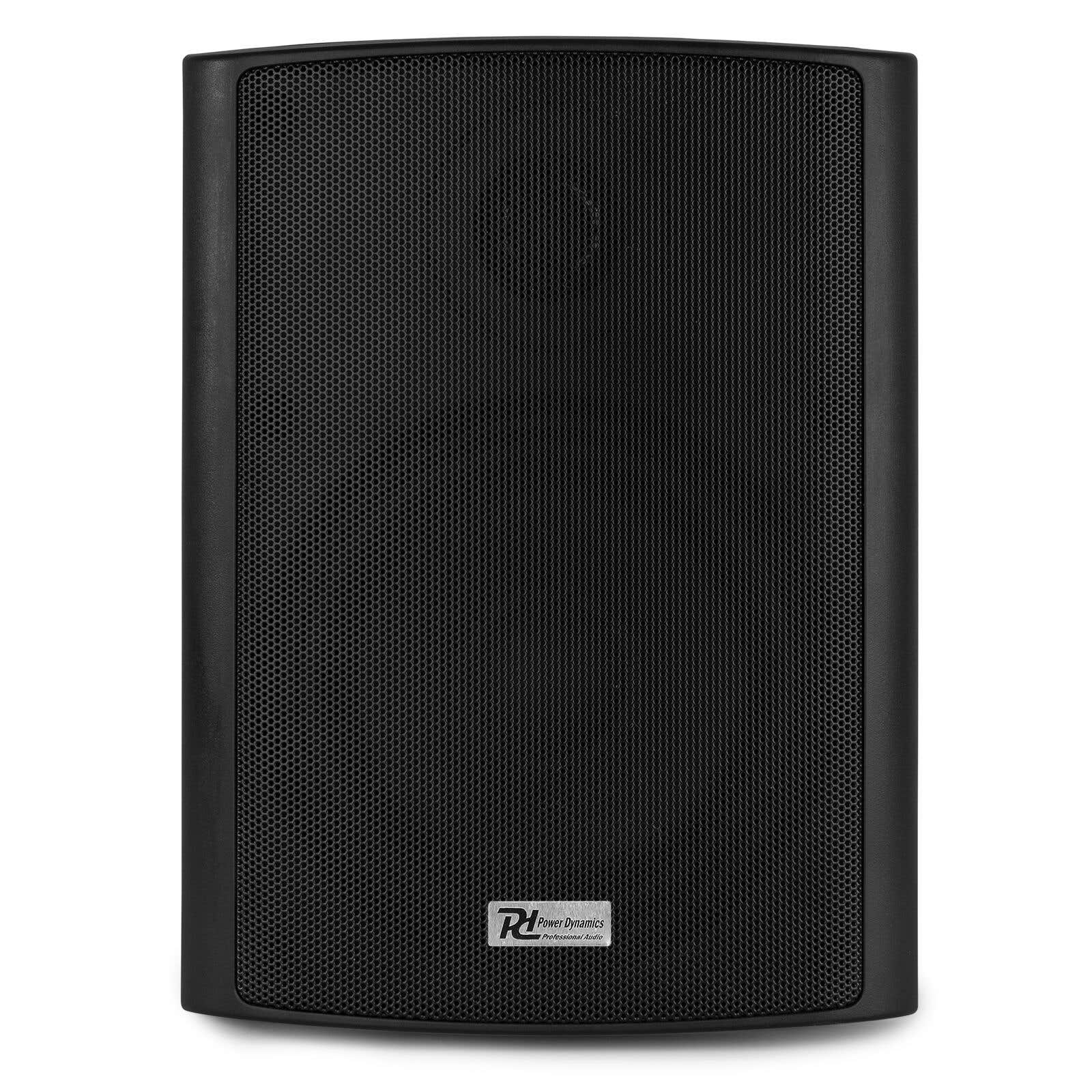 Un altavoz negro con el logo R/Power Dynamics sobre fondo blanco.