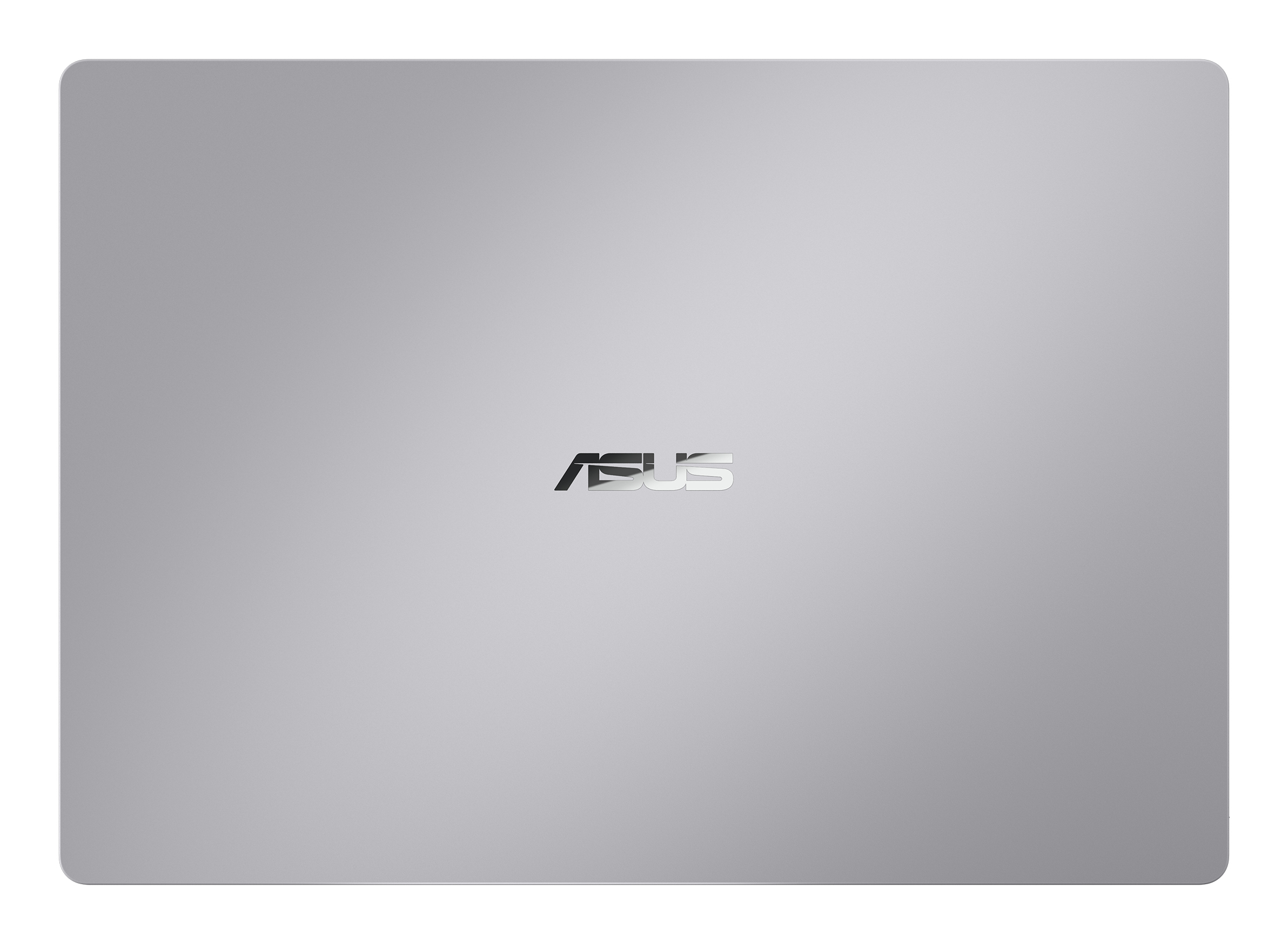 Laptop argentato chiuso con logo ASUS al centro.