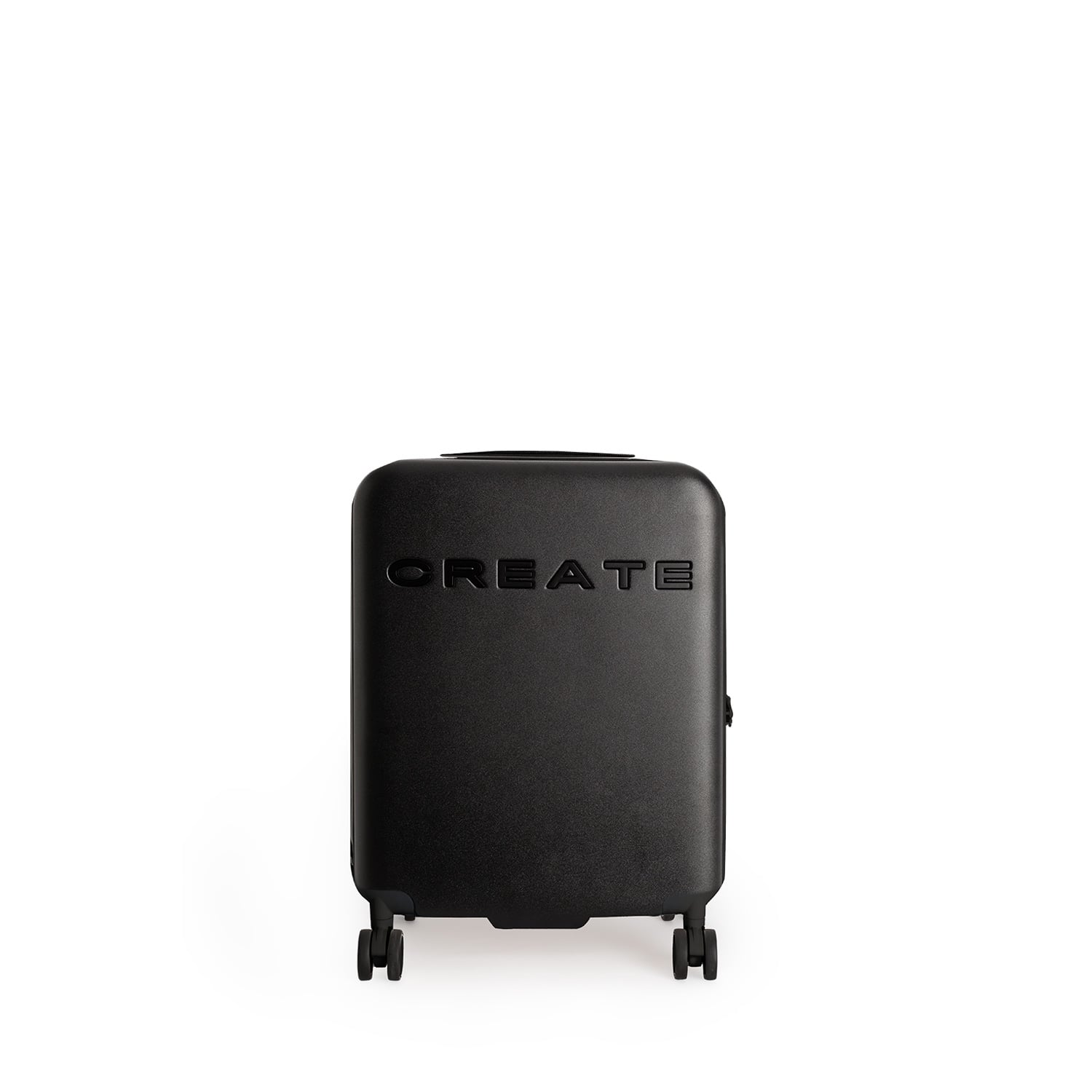 Maleta negra con la palabra CREATE en relieve.