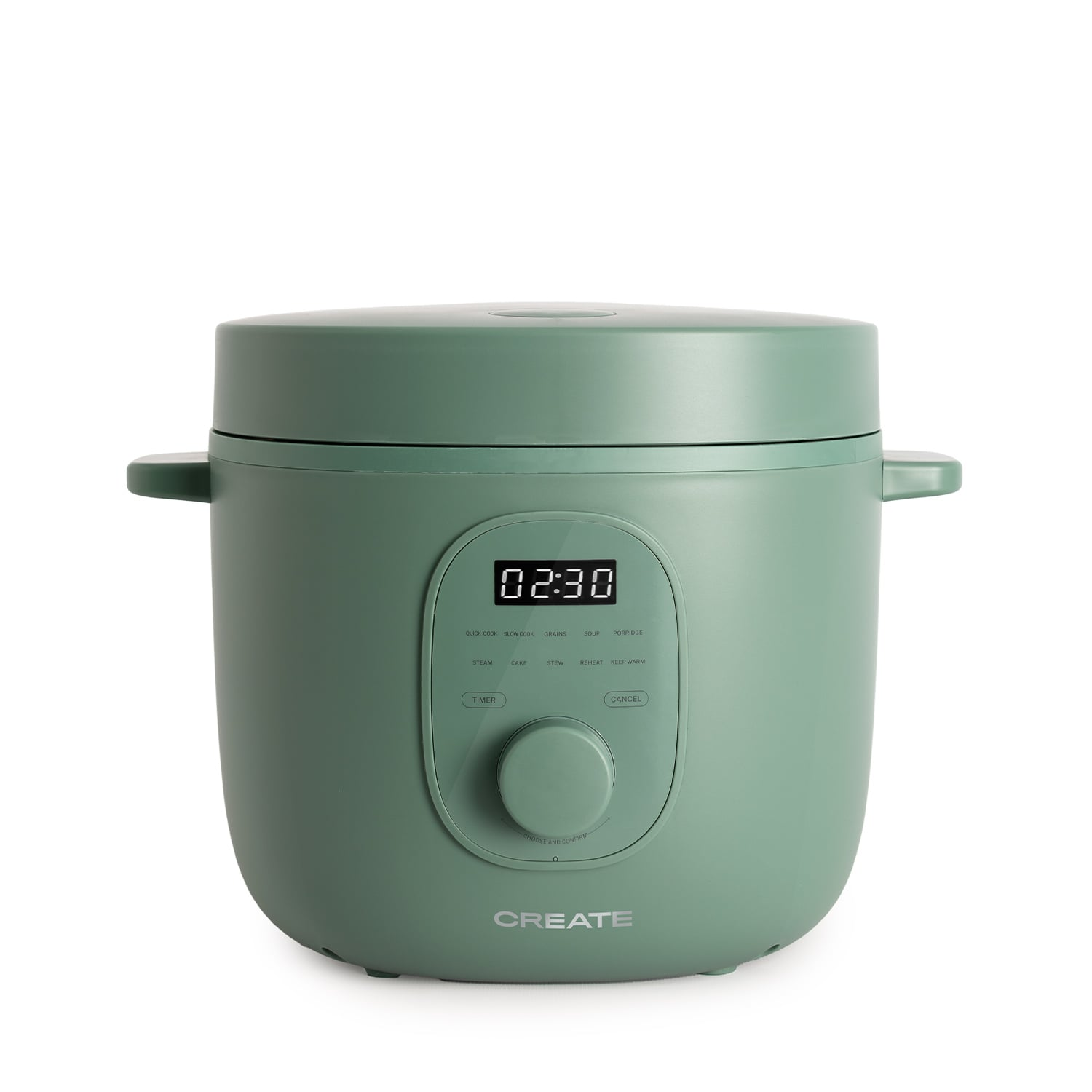 Un electrodoméstico de cocina verde con pantalla digital y botones.