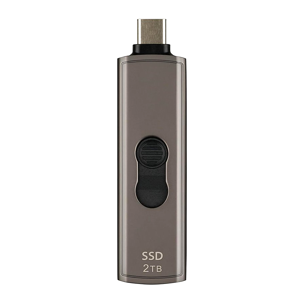 Chiavetta USB-C grigia con slider nero e scritta SSD 2TB.