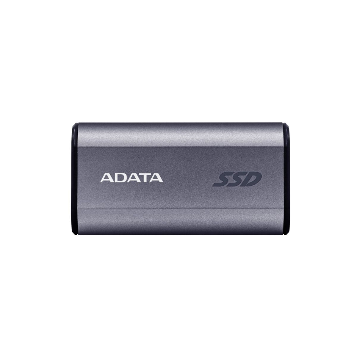 Stockage SSD ADATA gris, métallique, rectangulaire, avec texte.