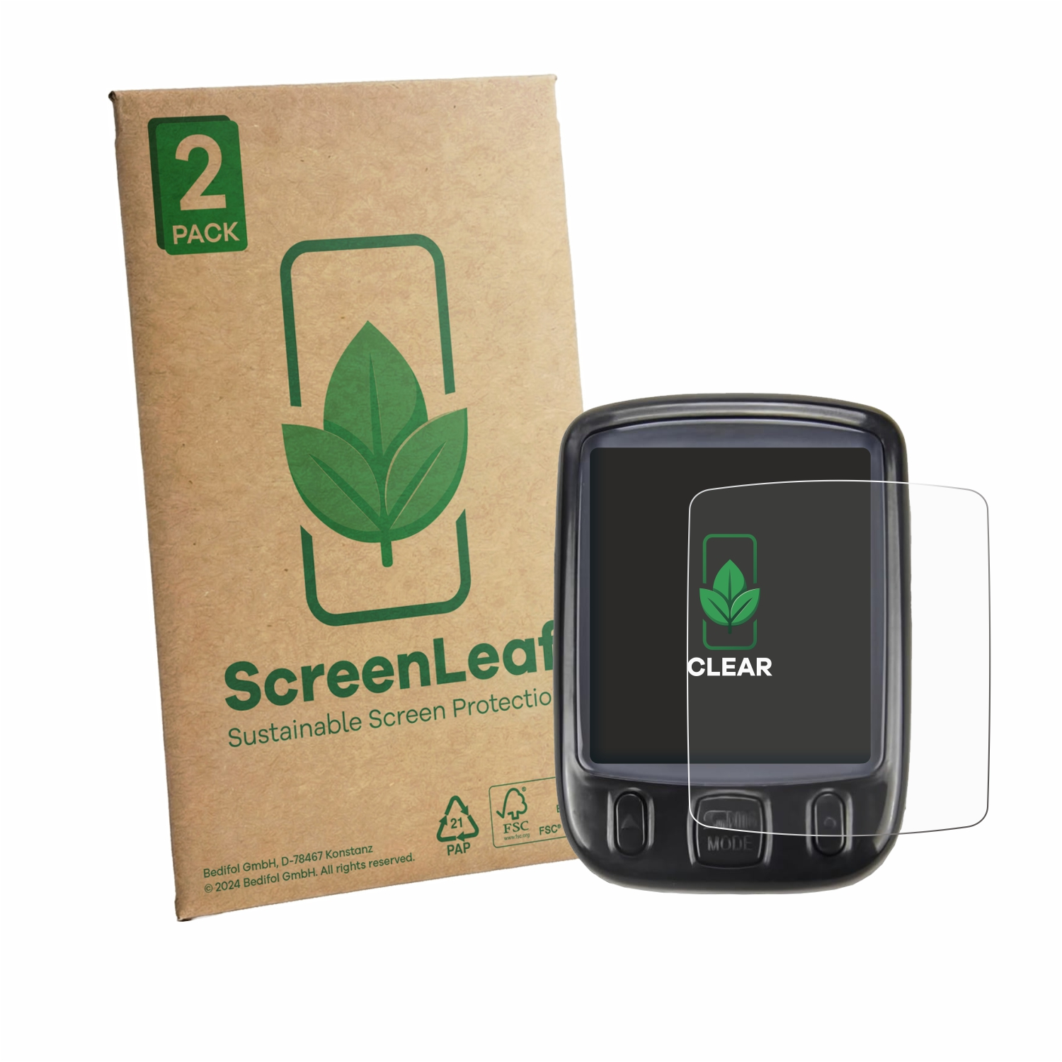 Ein Smartphone-Displayschutz und eine 2er-Pack-Verpackung.