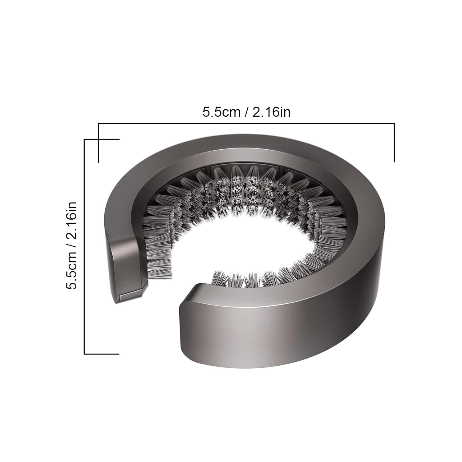 Testina rotonda grigia con setole metalliche, 5,5 cm.