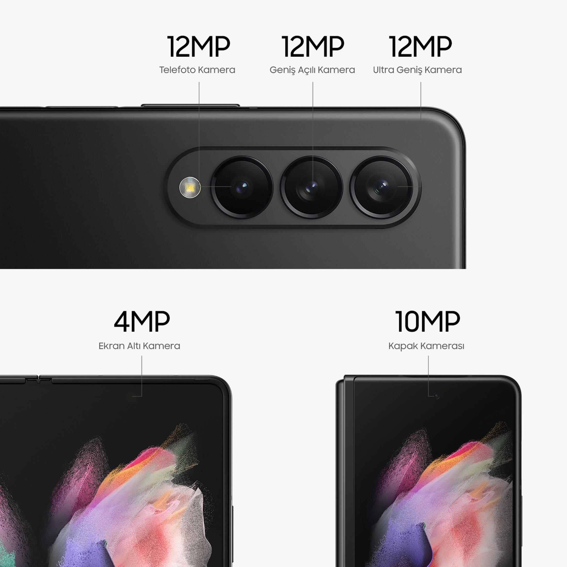 Üstte üç adet 12MP, altta 4MP ve 10MP kamera.