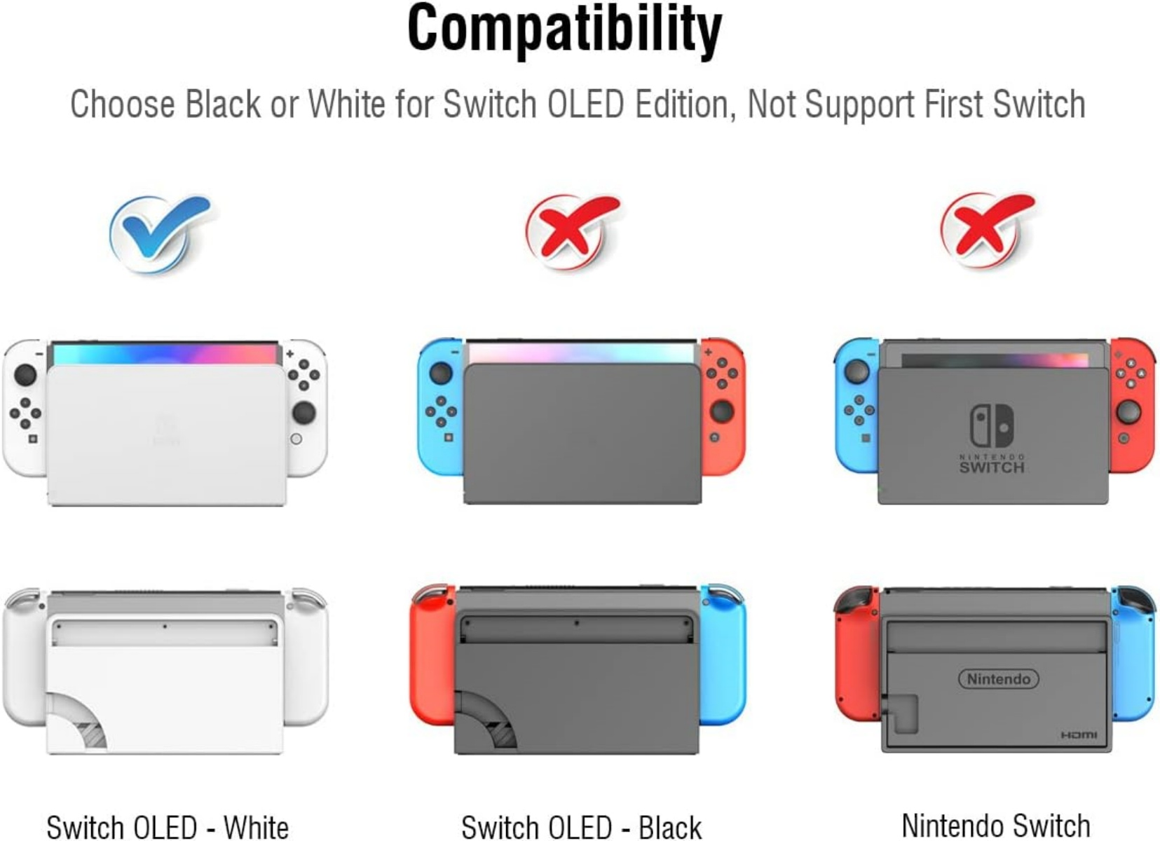 Drei Nintendo Switch Konsolen werden gezeigt. Links weiß, Mitte schwarz, rechts Standard.