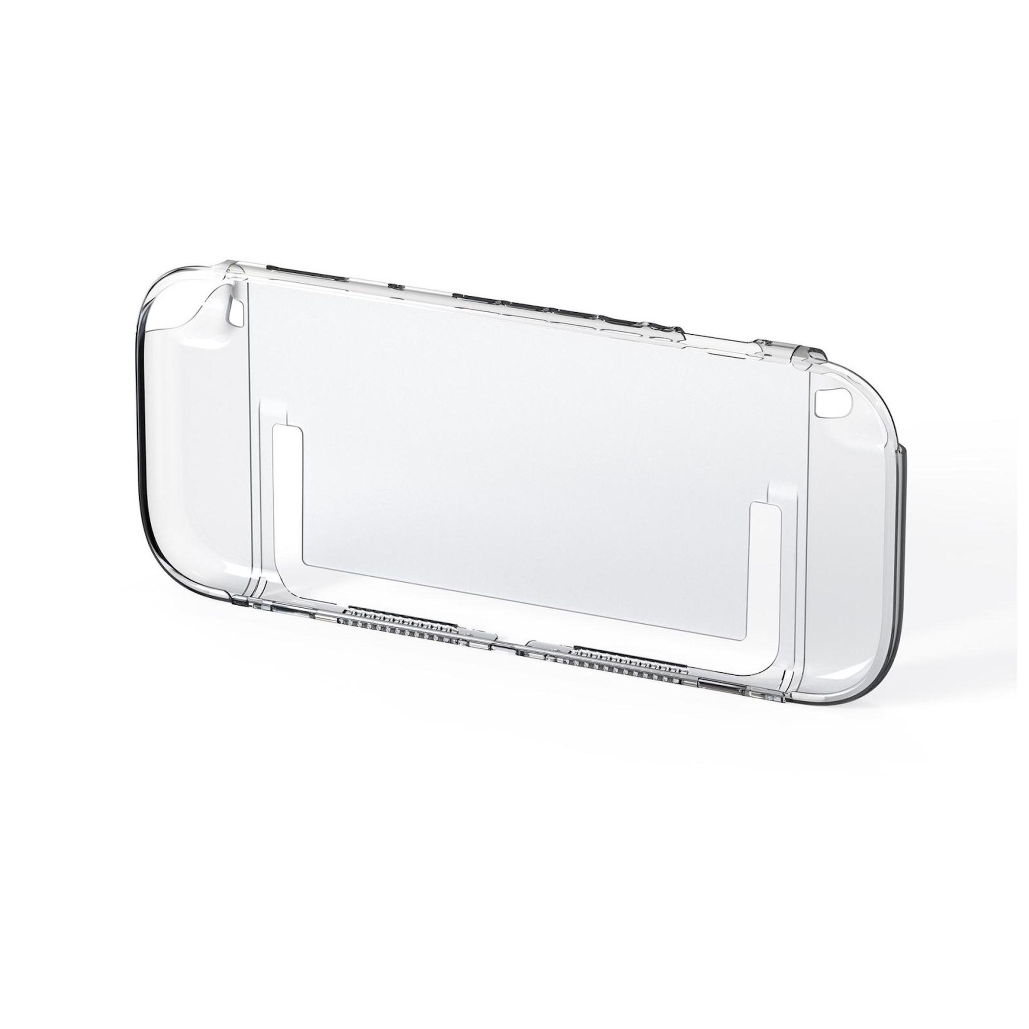 Funda protectora transparente para un dispositivo de juego, sobre fondo blanco.