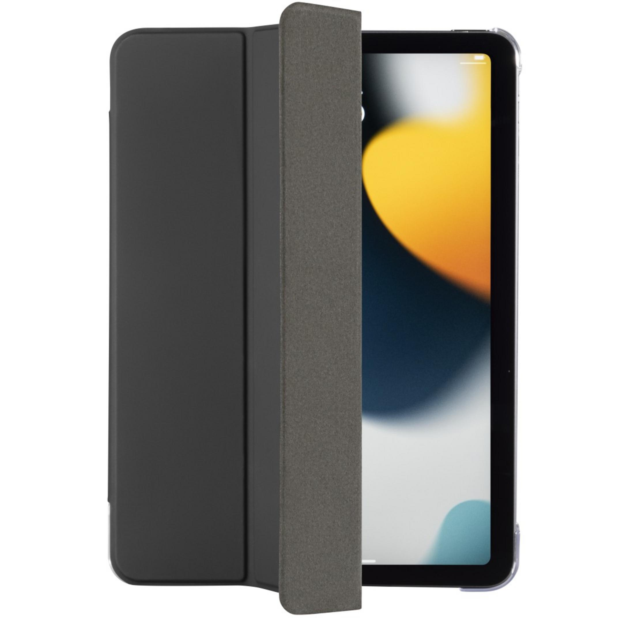 Ein schwarzes Tablet mit einer grauen Hülle und einem bunten Hintergrund.