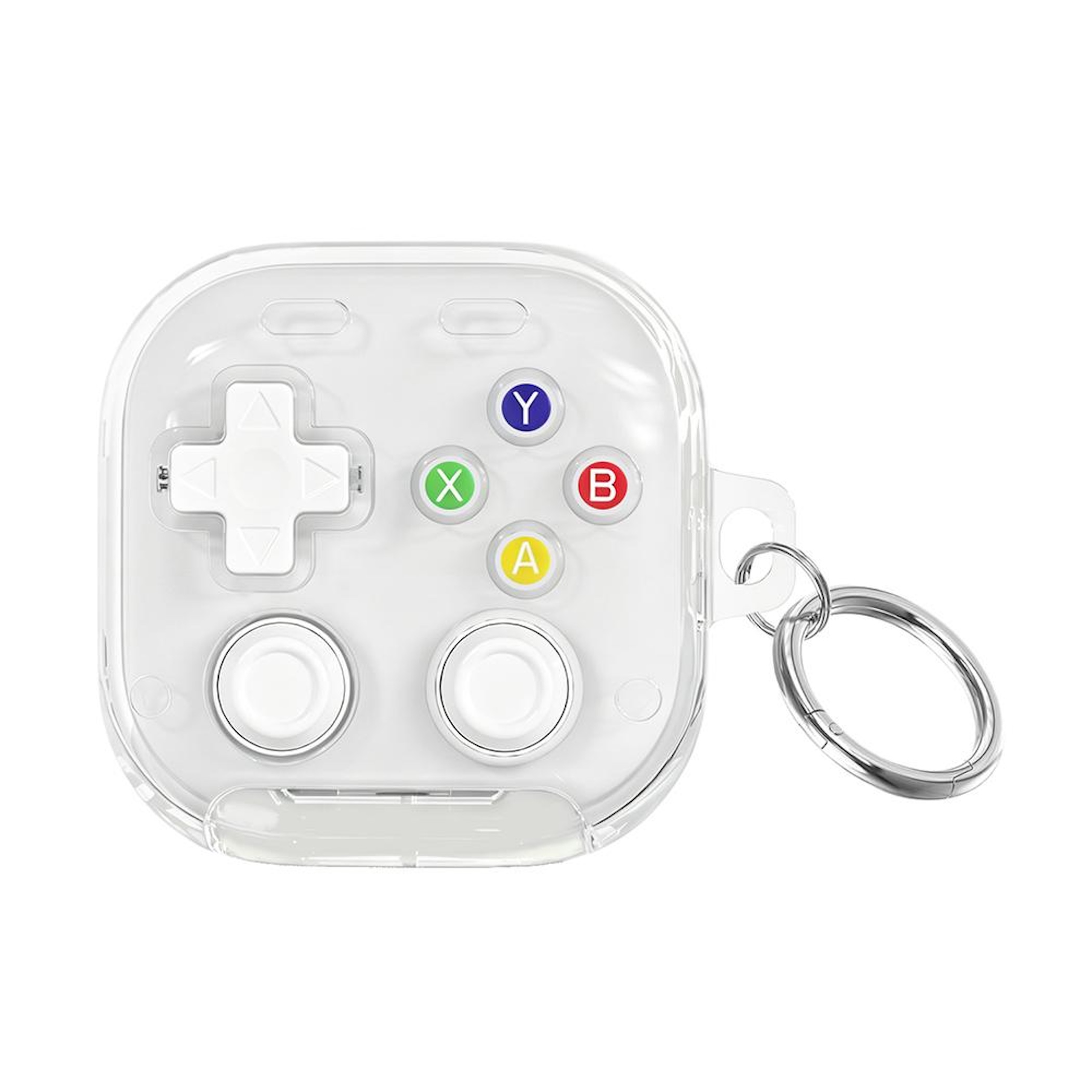 Transparenter Controller-Schutz mit Knöpfen und Schlüsselring.