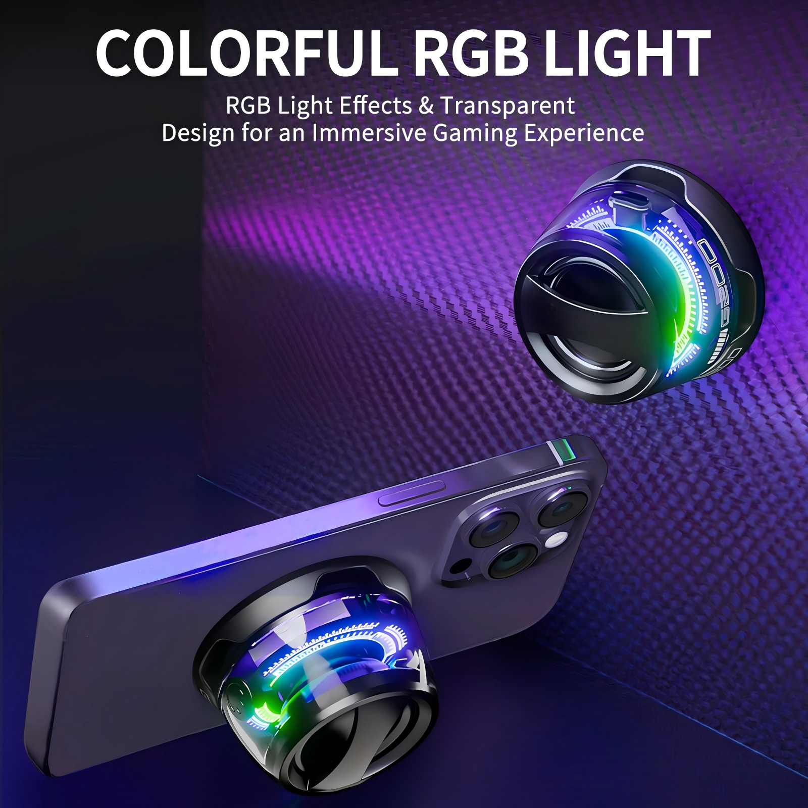 Smartphone mit RGB-Lüfter und Lichtern für Gaming.