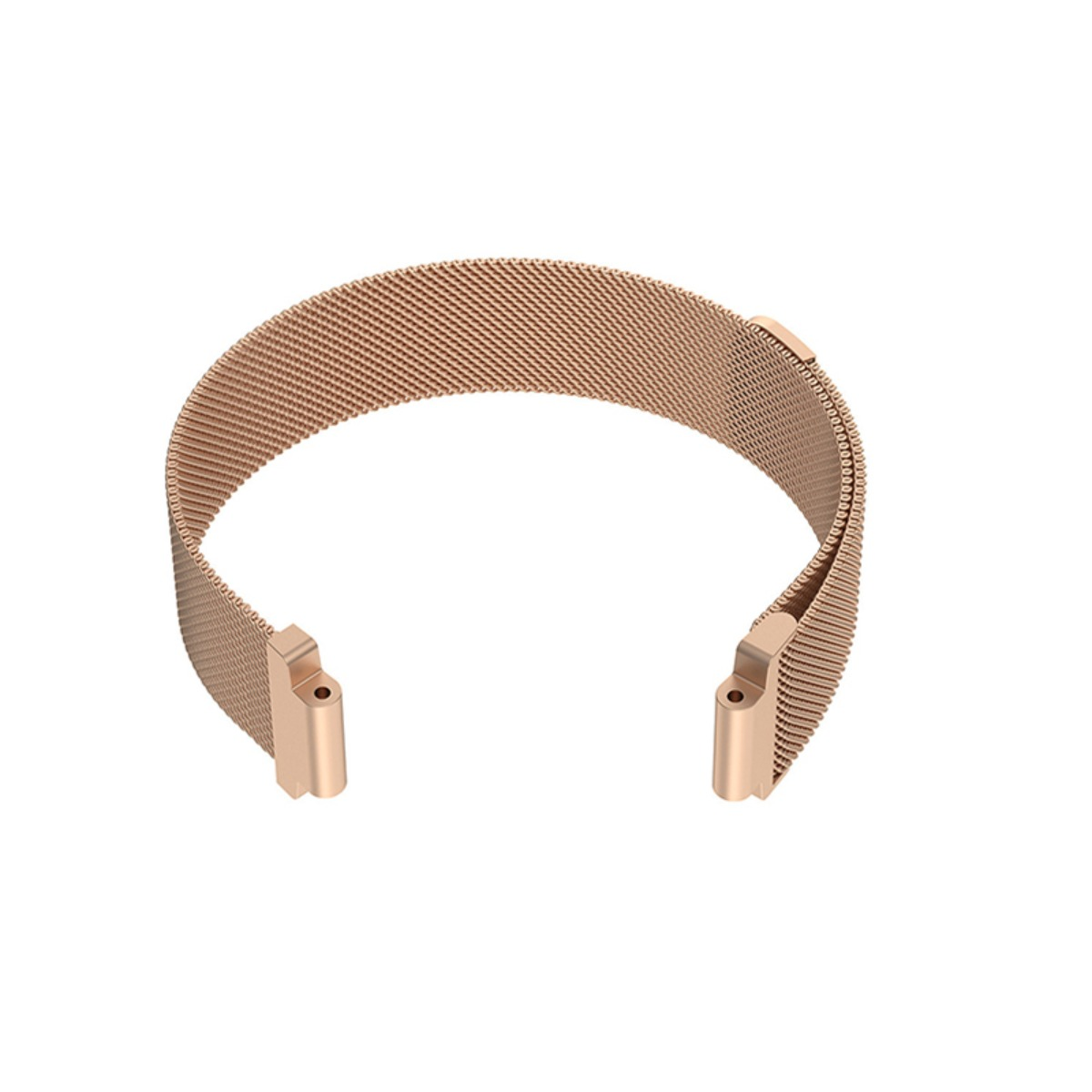 Ein roségoldenes Milanaise-Armband mit magnetischem Verschluss.