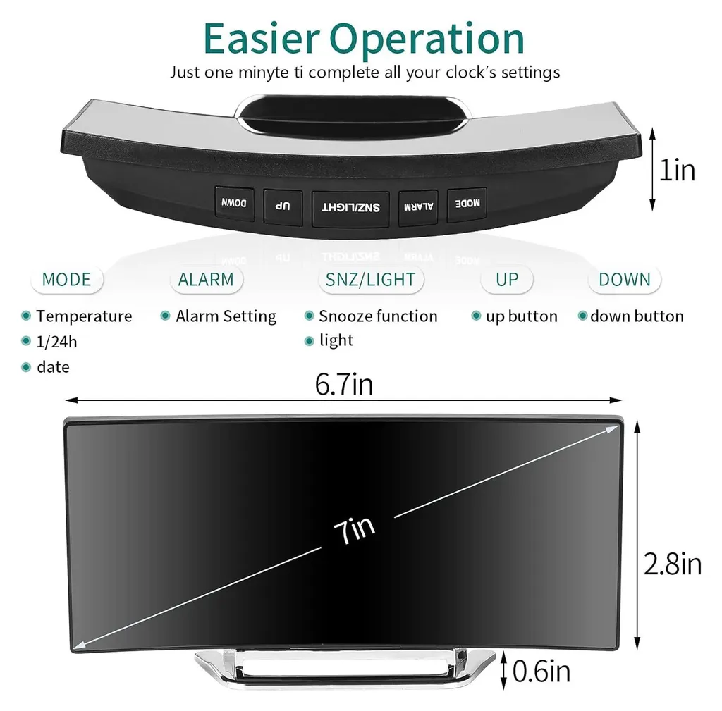 Digitaluhr mit Snooze-Funktion, Temperaturanzeige und beleuchtetem Display.