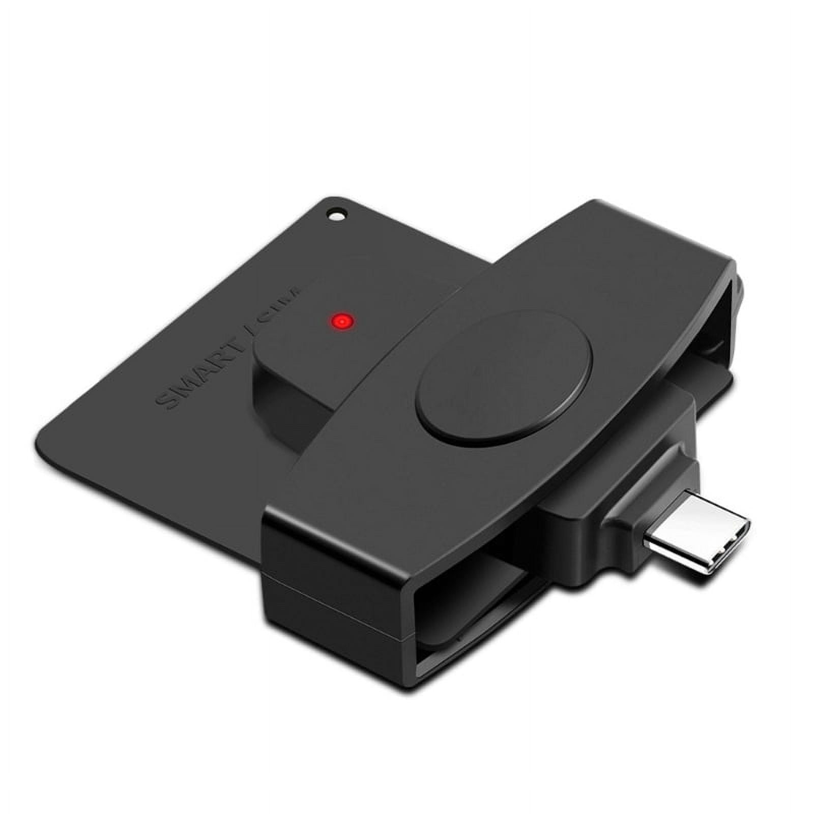 Schwarzer USB-C-Adapter mit rotem Licht und der Aufschrift „SMART / SIM“.