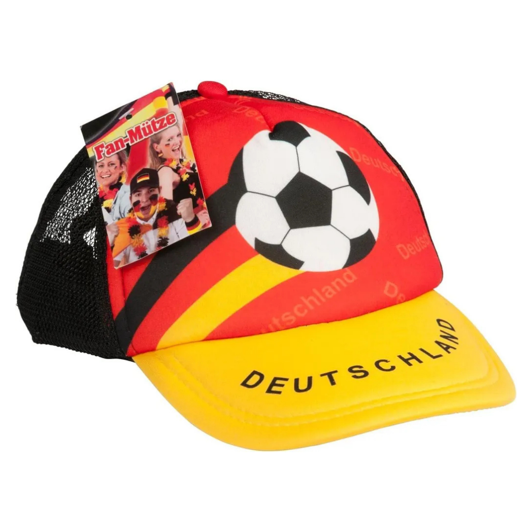 Eine Deutschland-Cap mit Fußball und "Deutschland"-Schriftzug.