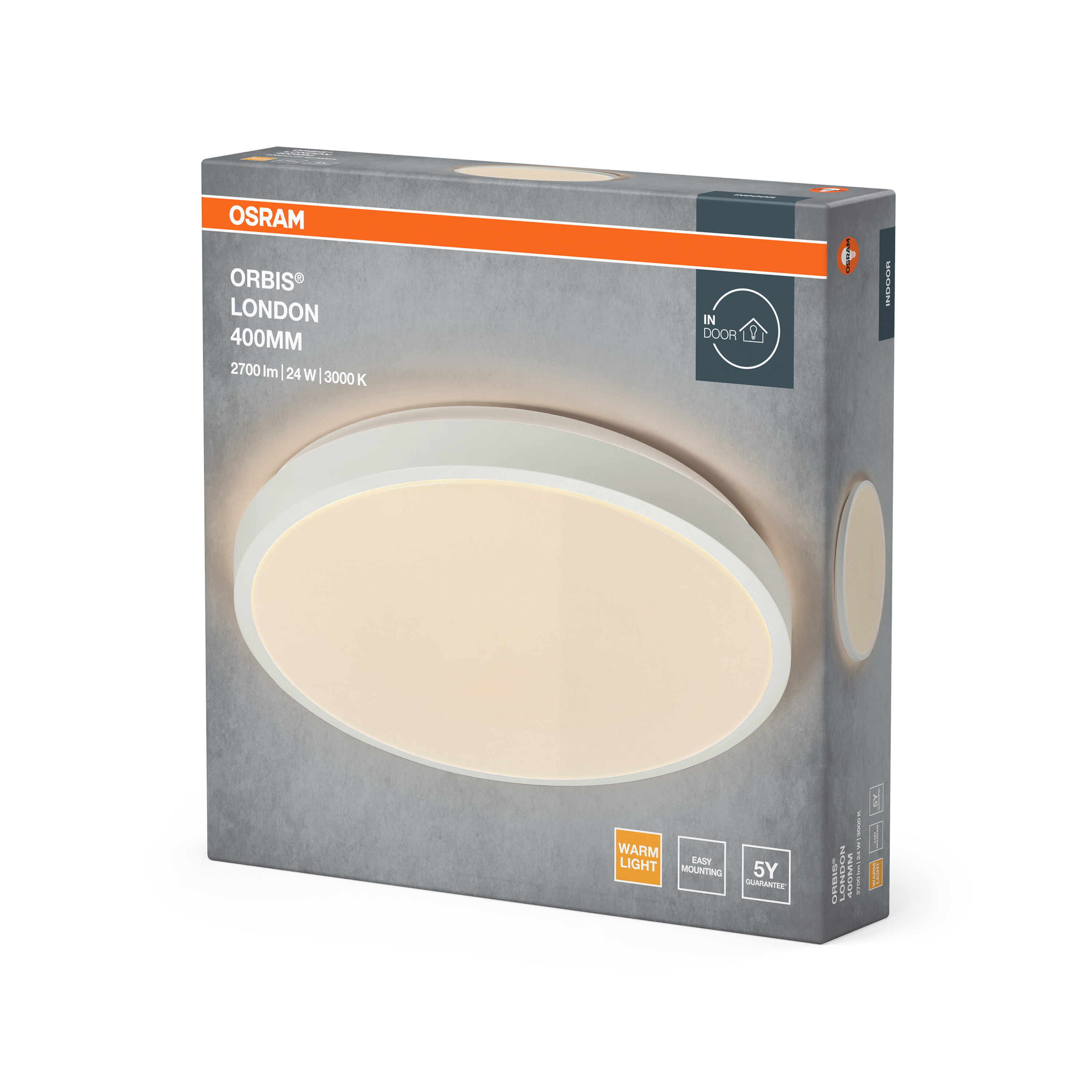 Verpackung für Osram Orbis London 400MM Lampe, warmes Licht, 24W.
