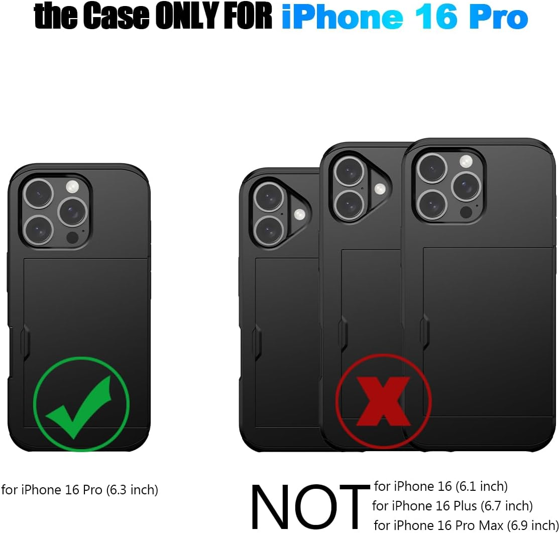 Schwarze Handyhüllen für iPhone 16 Pro, mit Häkchen und Kreuz.