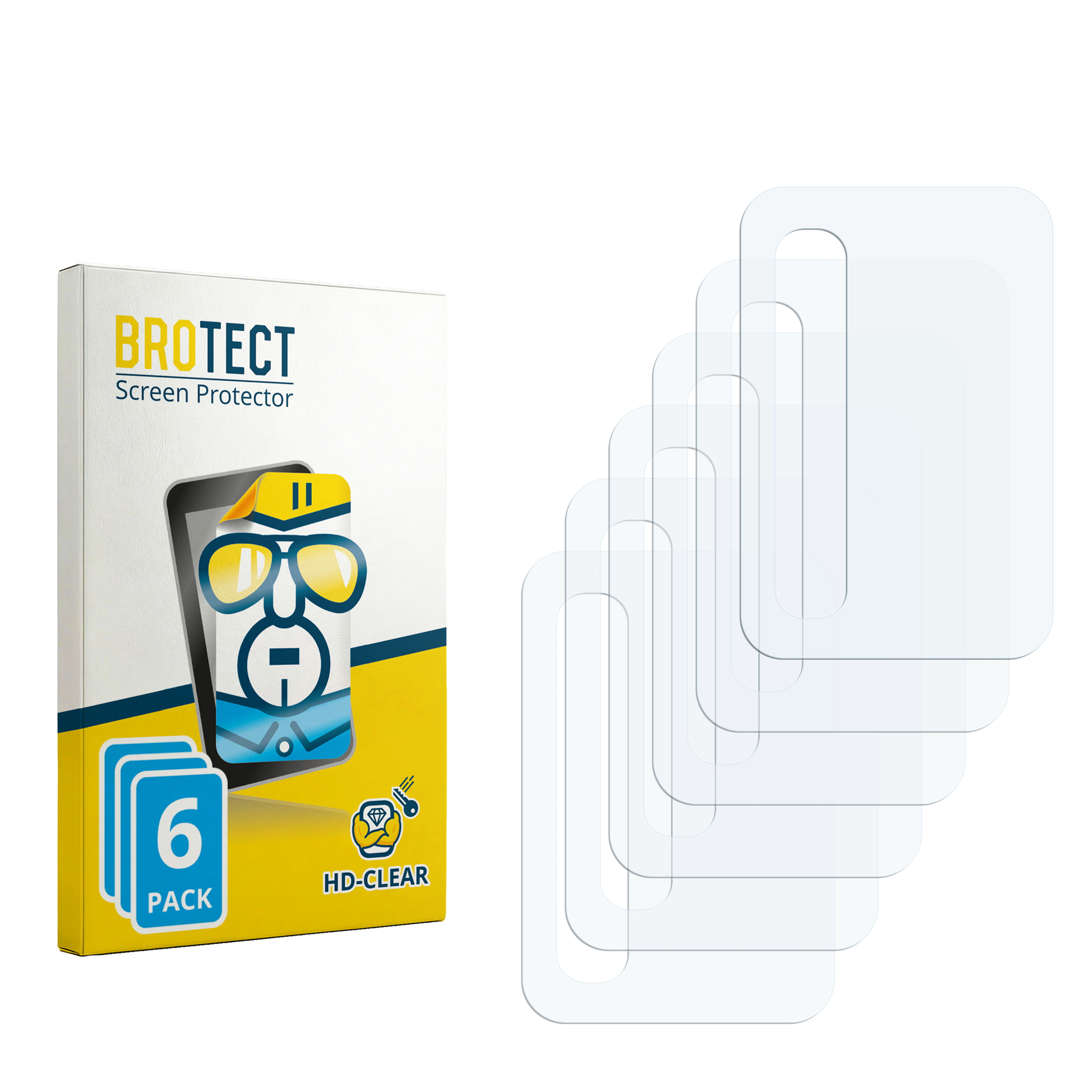 Verpackung für BROTECT Displayschutzfolien, 6 Stück, mit mehreren Folien.