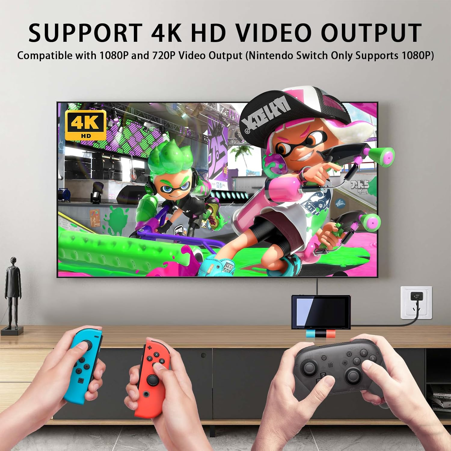 Unterstützung für 4K HD-Videoausgabe mit Nintendo Switch-Controllern.