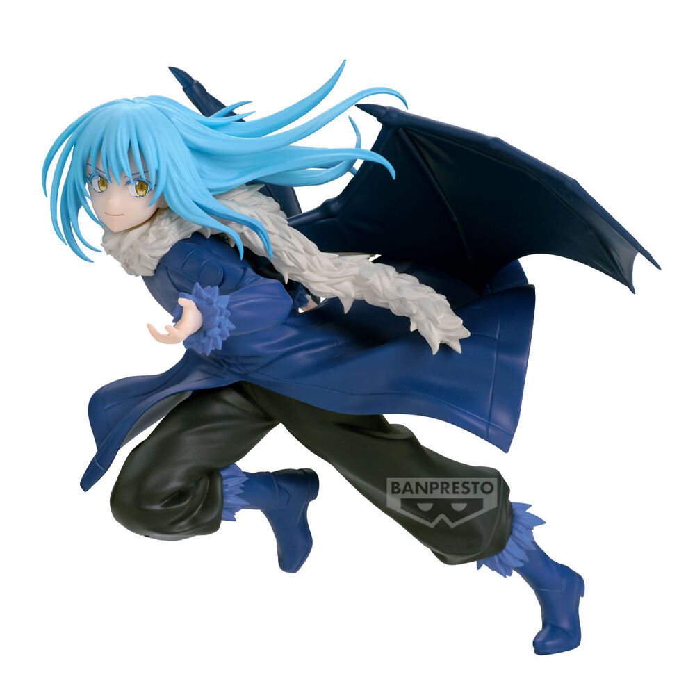 Eine Anime-Figur mit blauem Haar, blauer Robe und Flügeln, die nach vorne rennt.