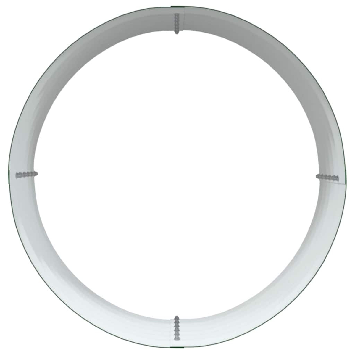Un anello argentato con quattro viti all'esterno.