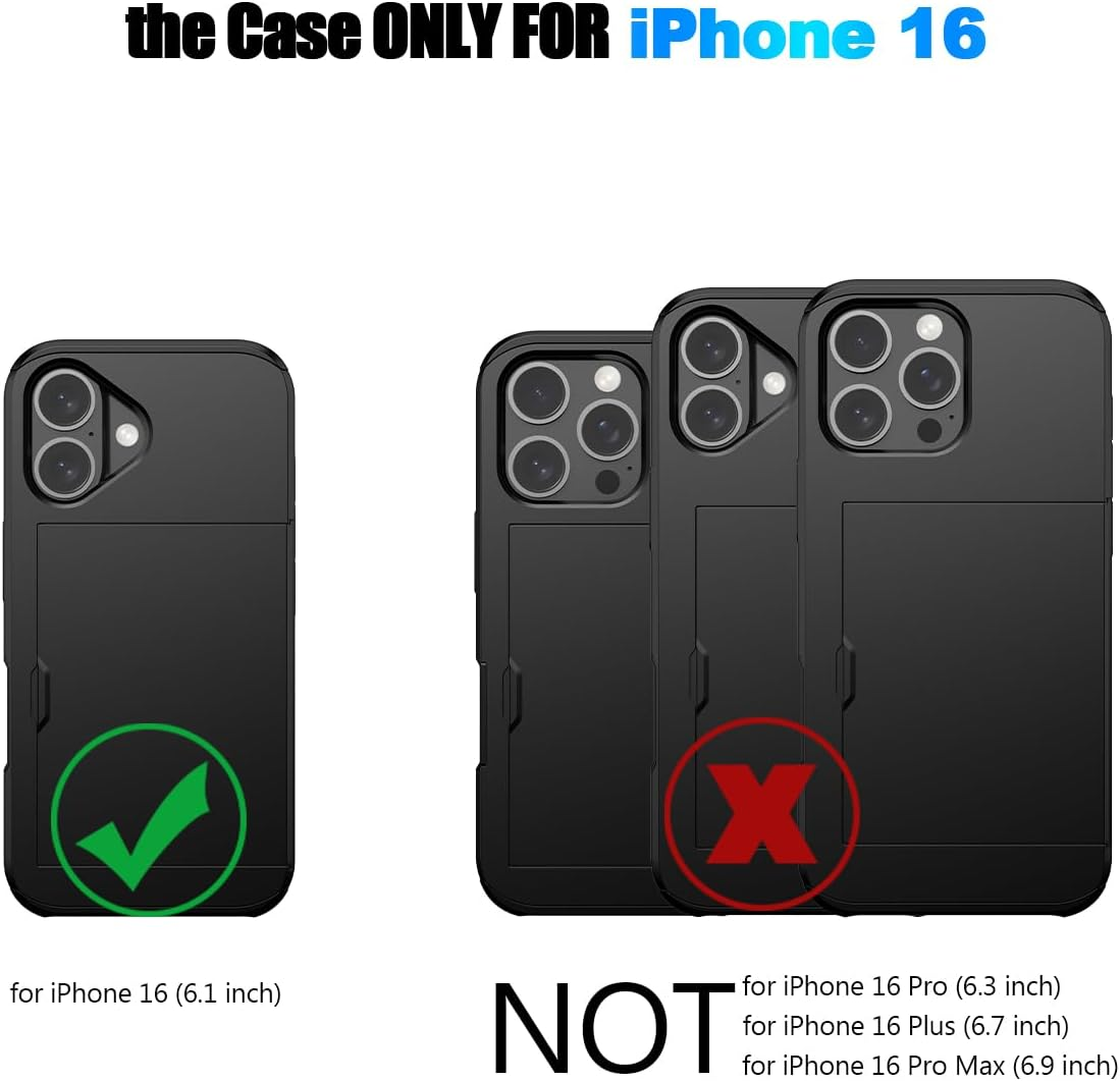 Schwarze Handyhüllen, eine passt für iPhone 16, andere nicht.