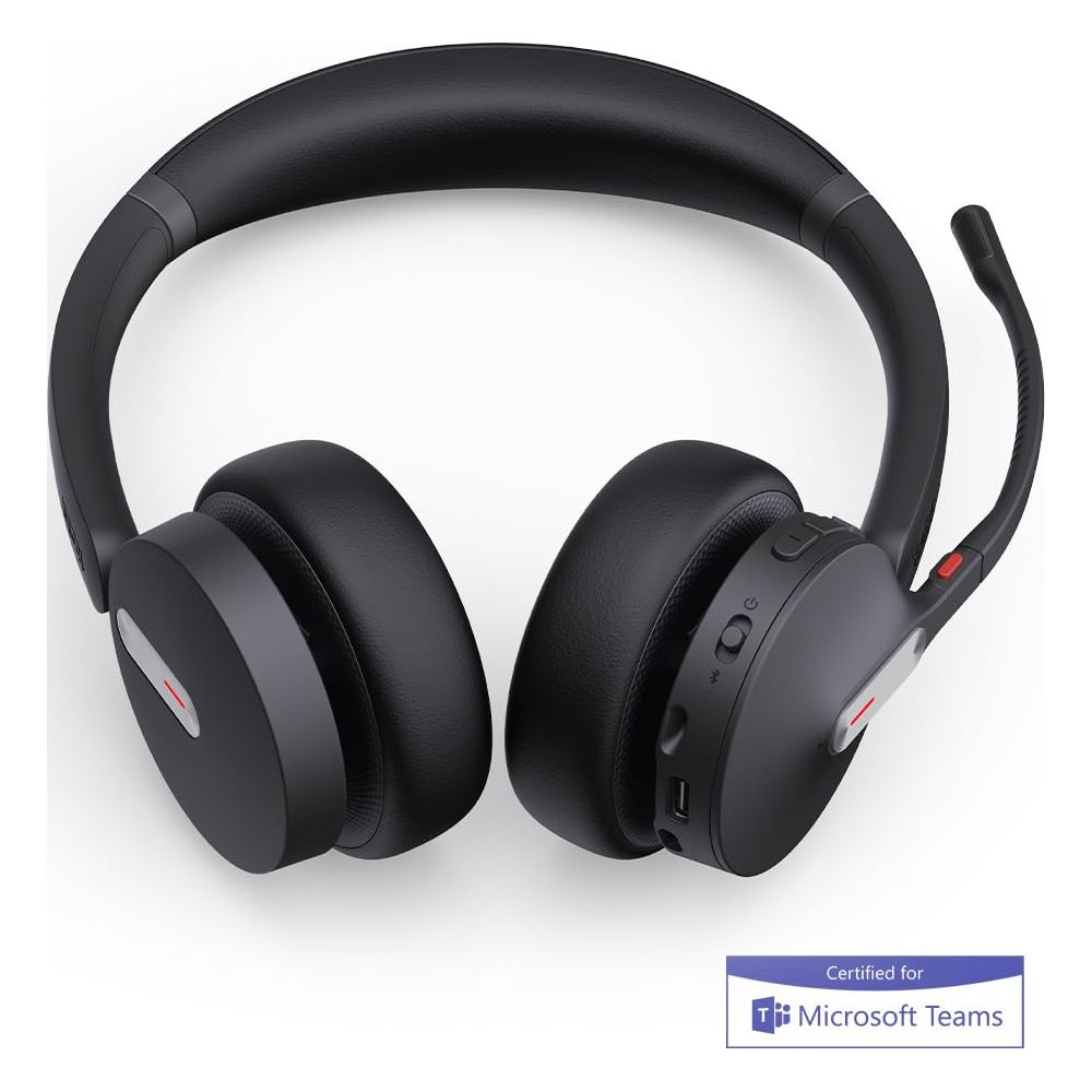 Cuffie nere circumaurali con microfono e certificazione Microsoft Teams.