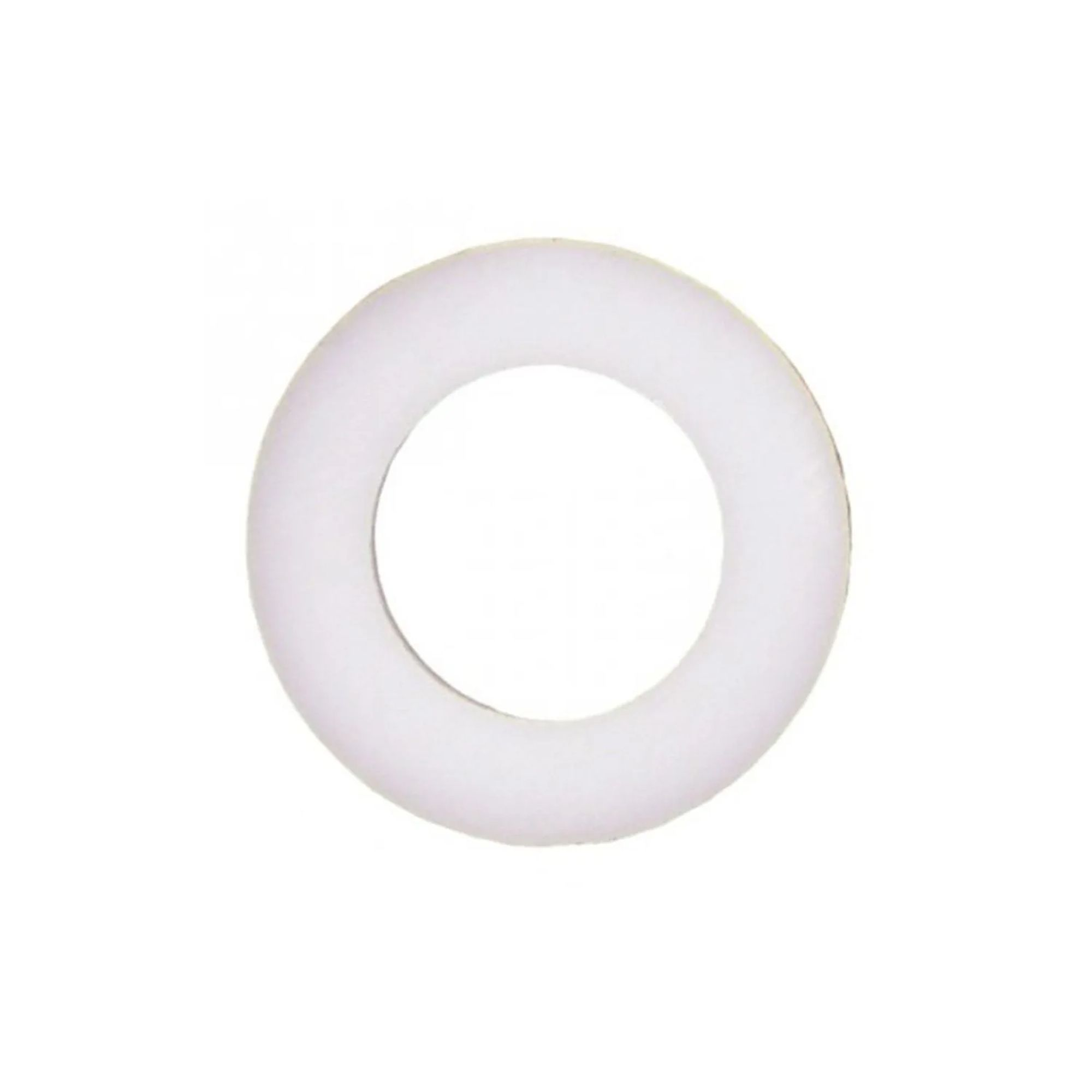 A white ring against a white background.