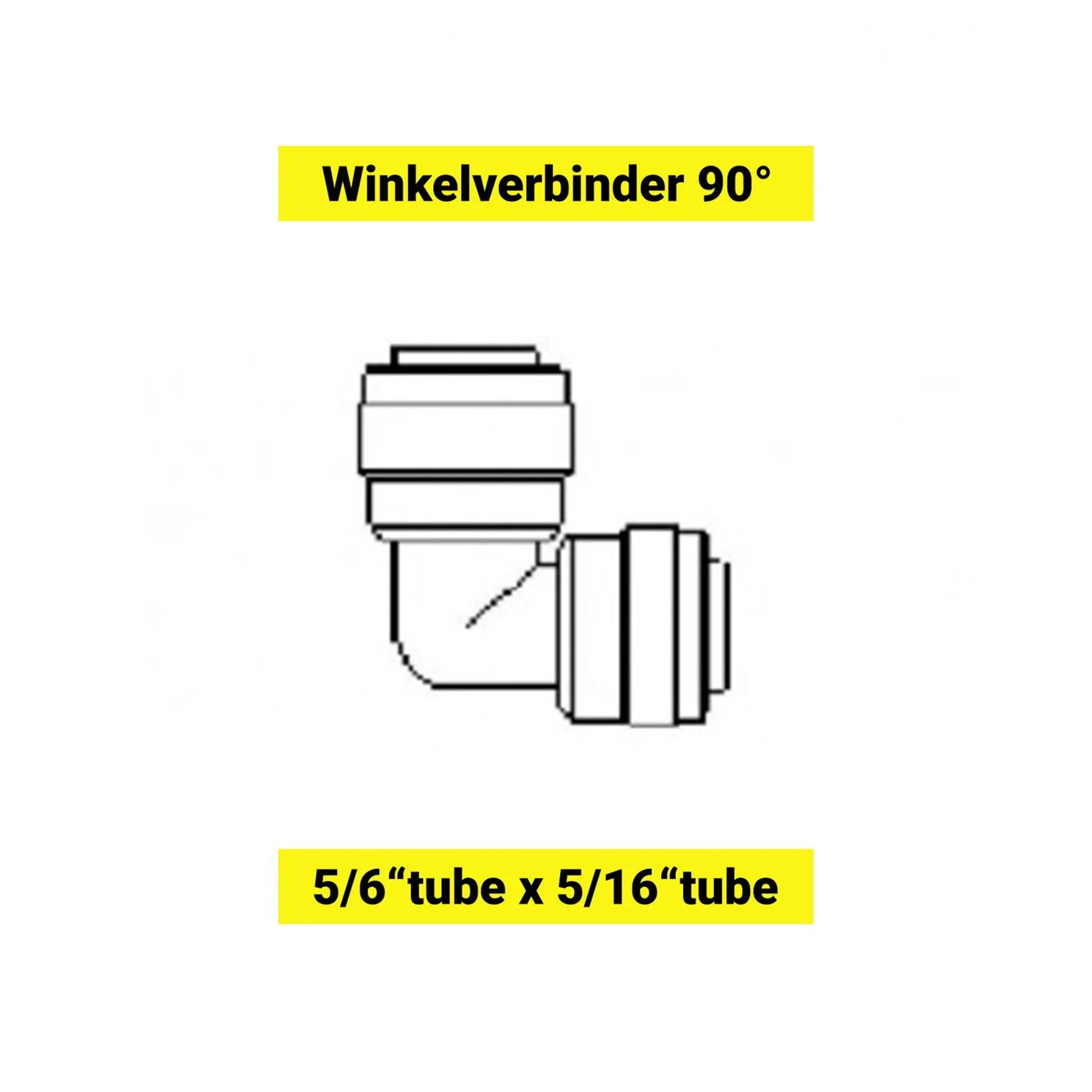 90° elbow fitting for 5/16" and 5/16" tubes.