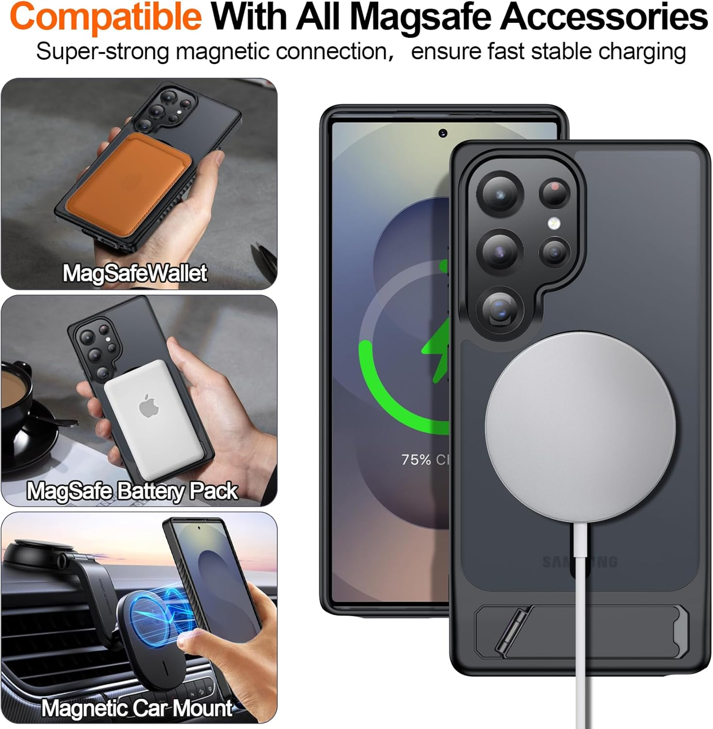 Kompatibel mit MagSafe Zubehör: Brieftasche, Akku, Autohalterung, Ladegerät.