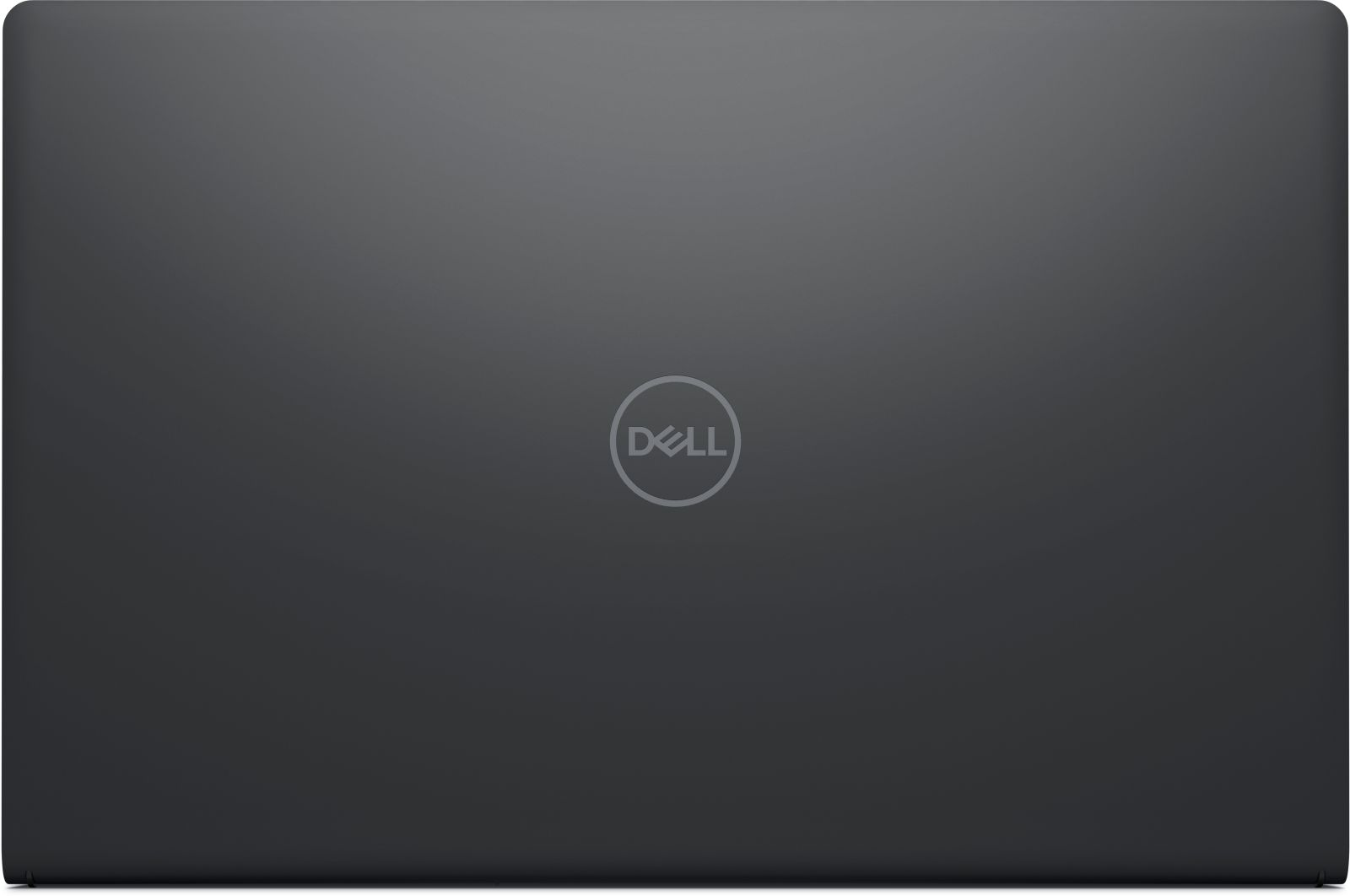 Ciemnoszary laptop z błyszczącym logo Dell pośrodku.