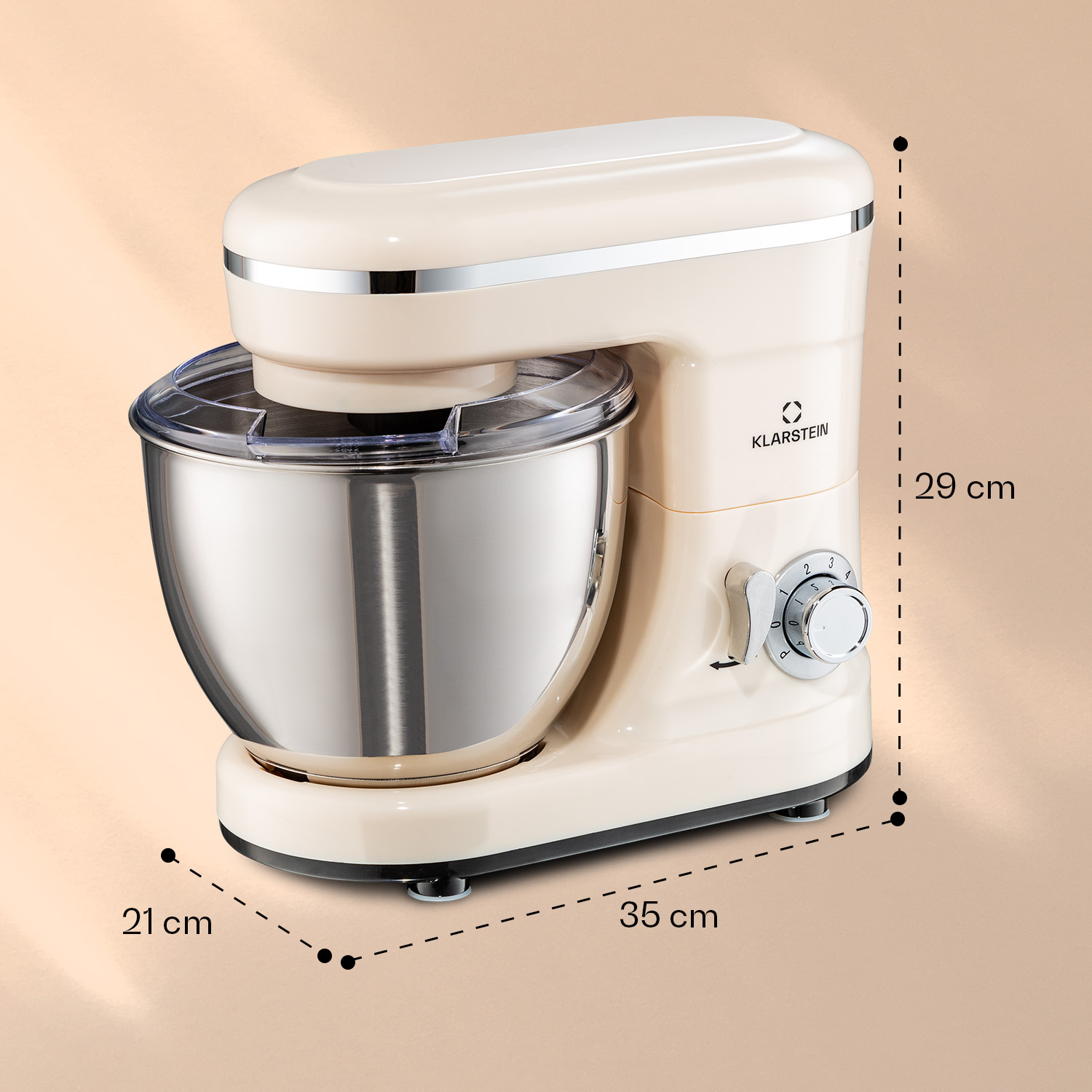 Impastatrice planetaria crema con ciotola inox, 29x35x21 cm.