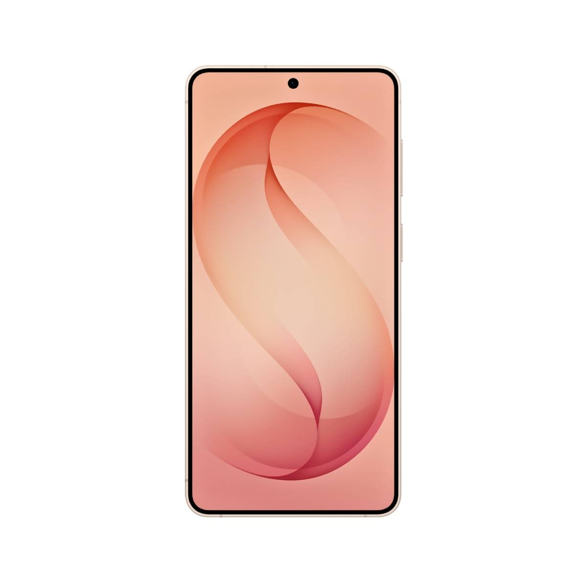 Uno smartphone elegante con un motivo ondulato rosa sullo schermo.