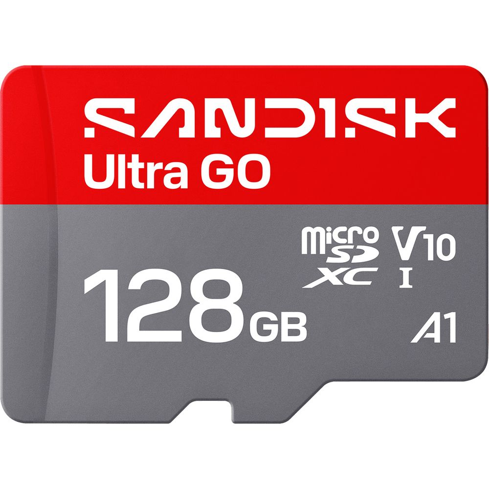 Carte microSDXC SanDisk Ultra GO 128 Go avec notation V10 et A1.