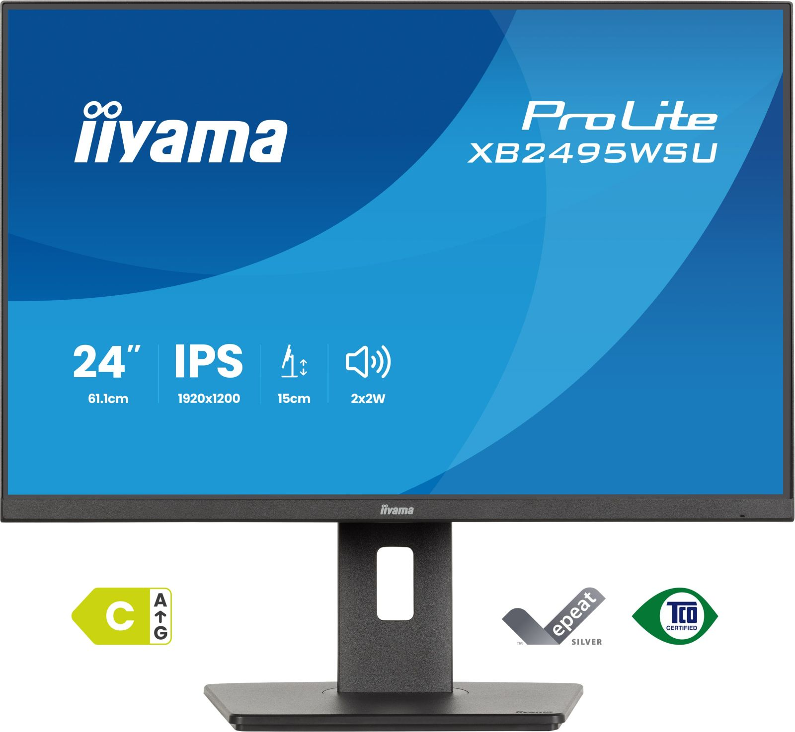 Un monitor Iiyama IPS da 24 pollici con risoluzione 1920x1200.