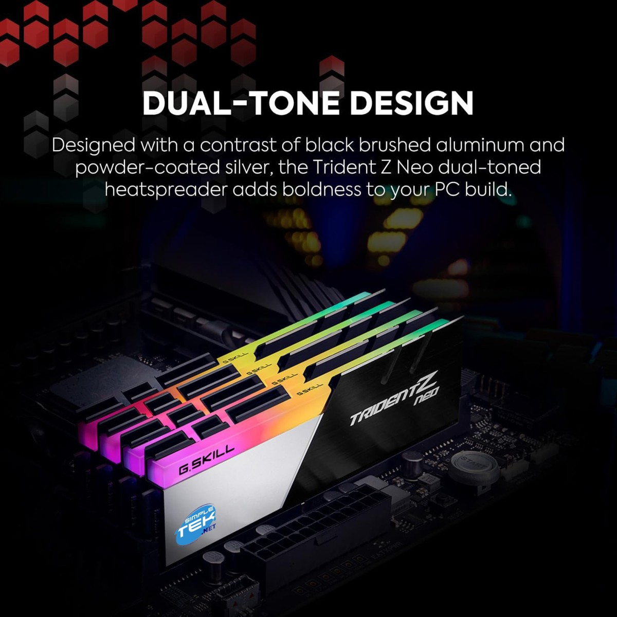 RAM G.Skill Trident Z Neo con illuminazione RGB su una scheda madre.
