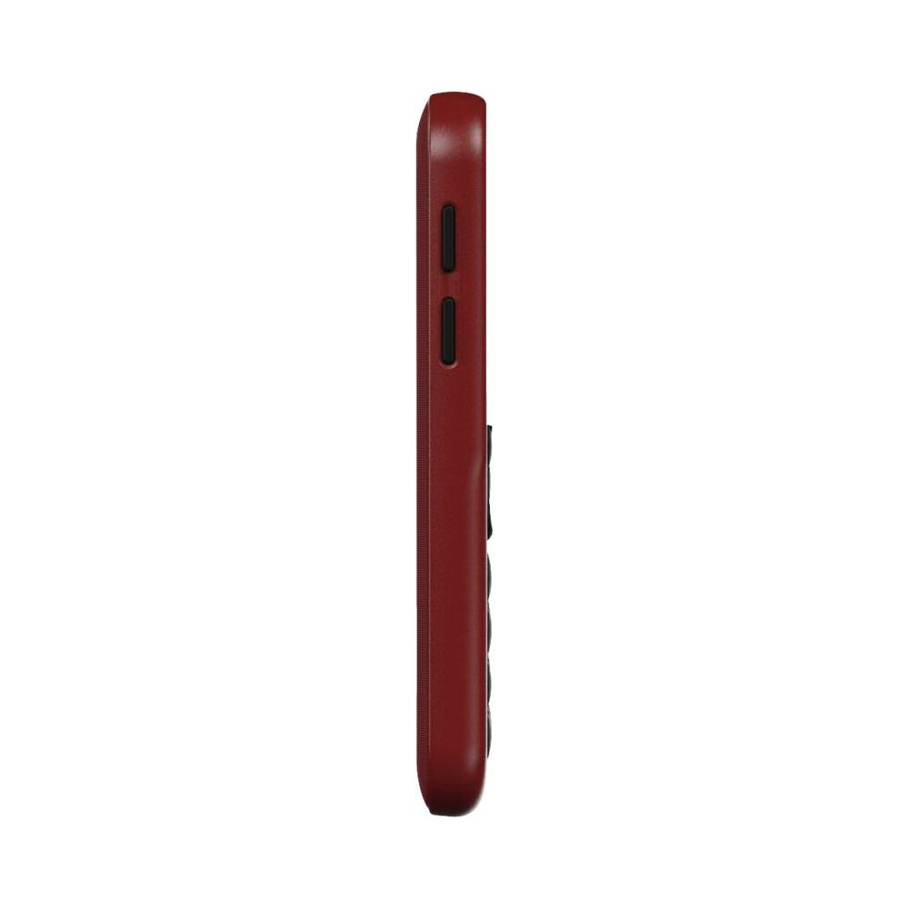 Vue latérale d'une coque de téléphone rouge avec des boutons sur le côté.